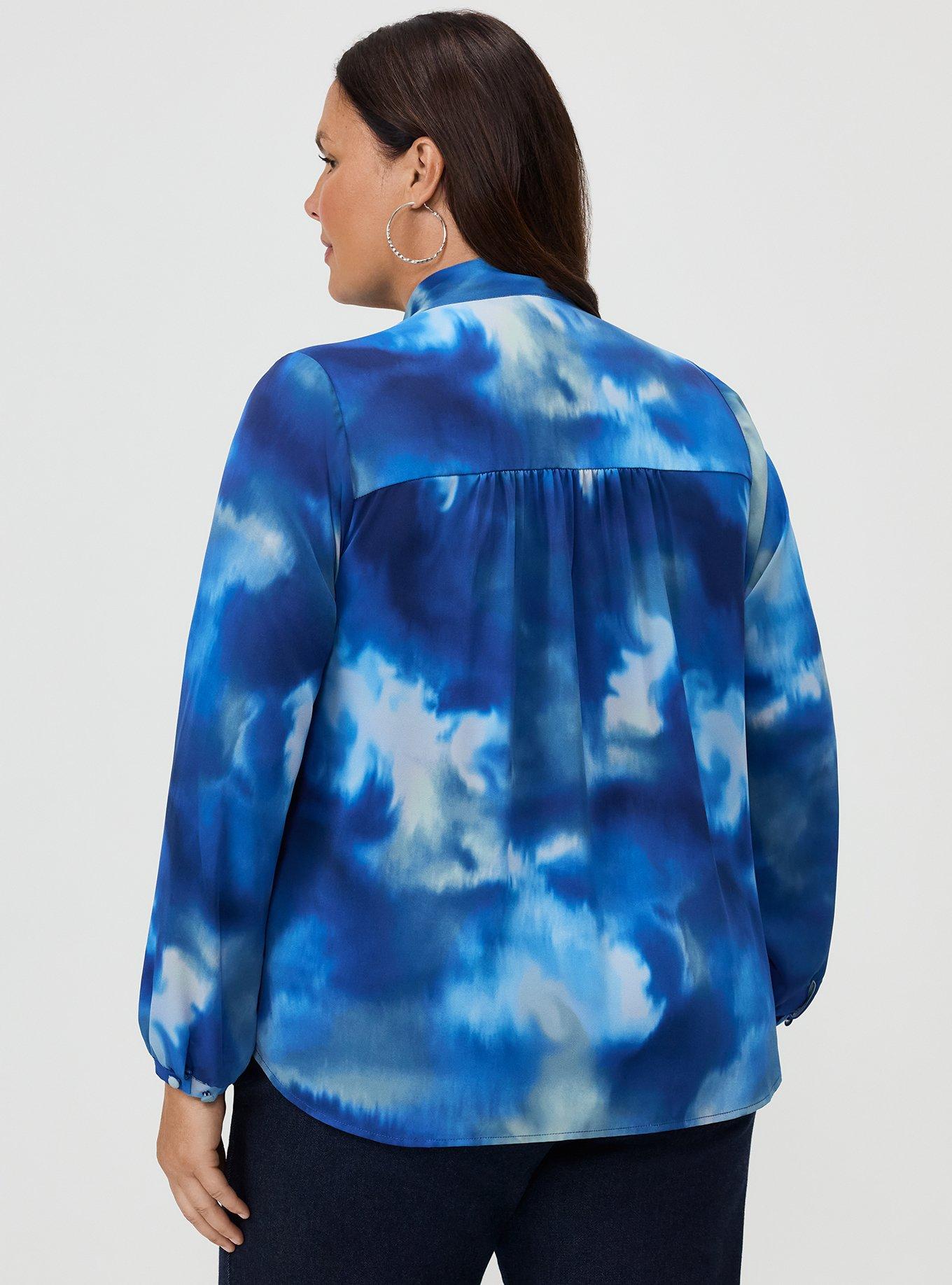 Studio Luxe Bow Button Up Shirt, GOLDEN NIGHT BLUE, alternate