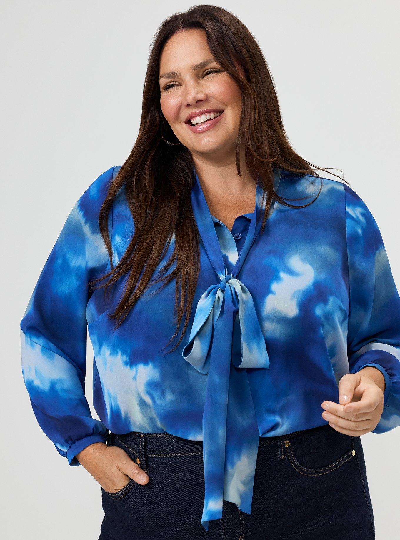 Studio Luxe Bow Button Up Shirt, GOLDEN NIGHT BLUE, alternate