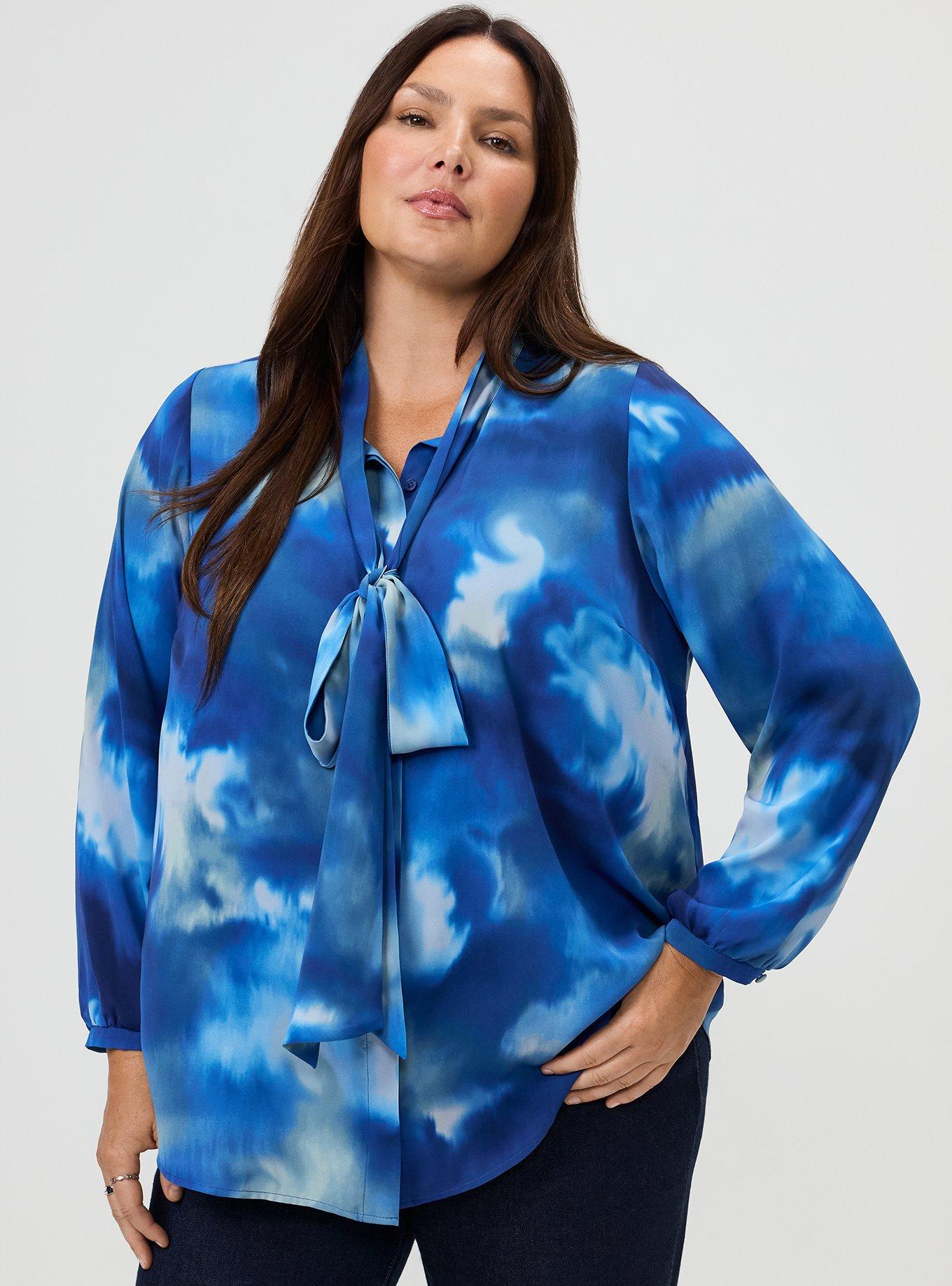 Studio Luxe Bow Button Up Shirt, GOLDEN NIGHT BLUE, hi-res
