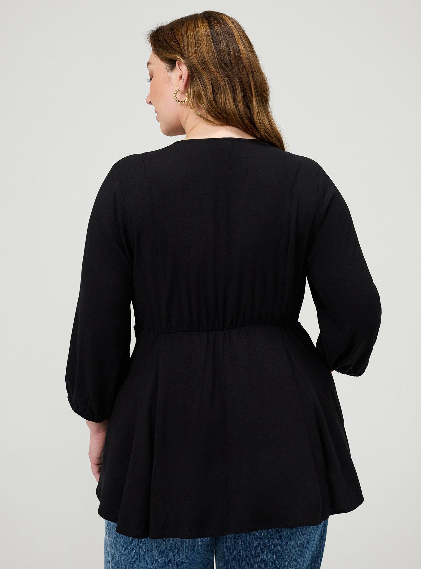 Fit & Flare Button Front Top, DEEP BLACK, alternate