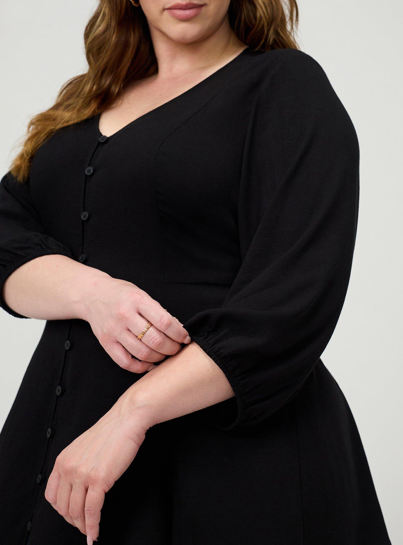 Fit & Flare Button Front Top, DEEP BLACK, alternate