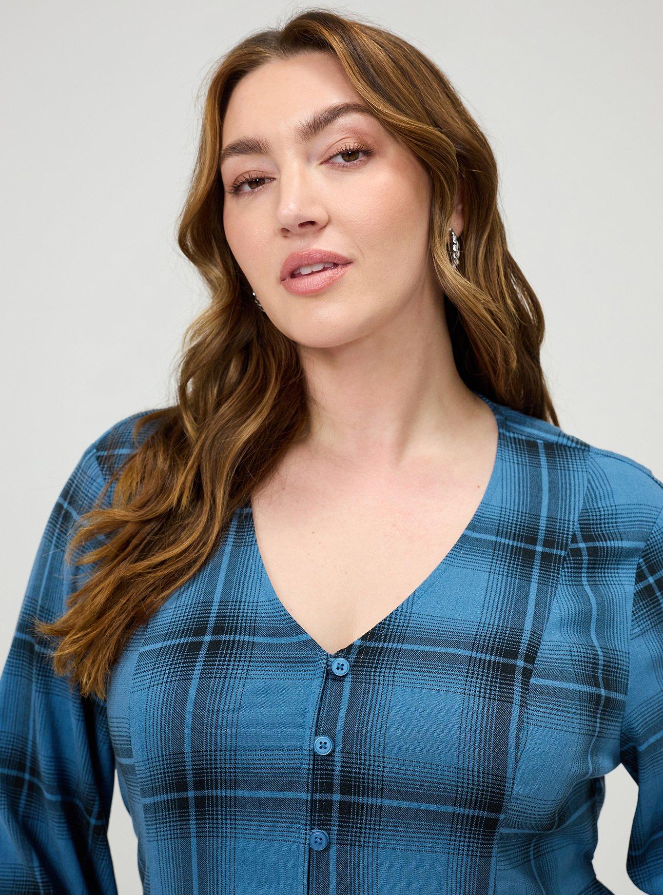 Fit & Flare Button Front Top, FADING PLAID STELLAR, alternate
