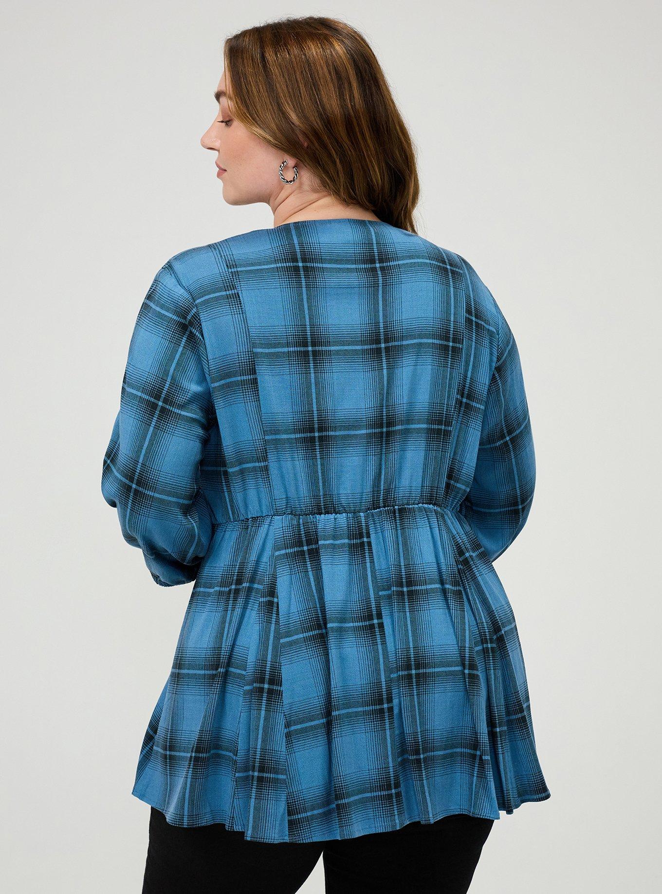 Fit & Flare Button Front Top, FADING PLAID STELLAR, alternate