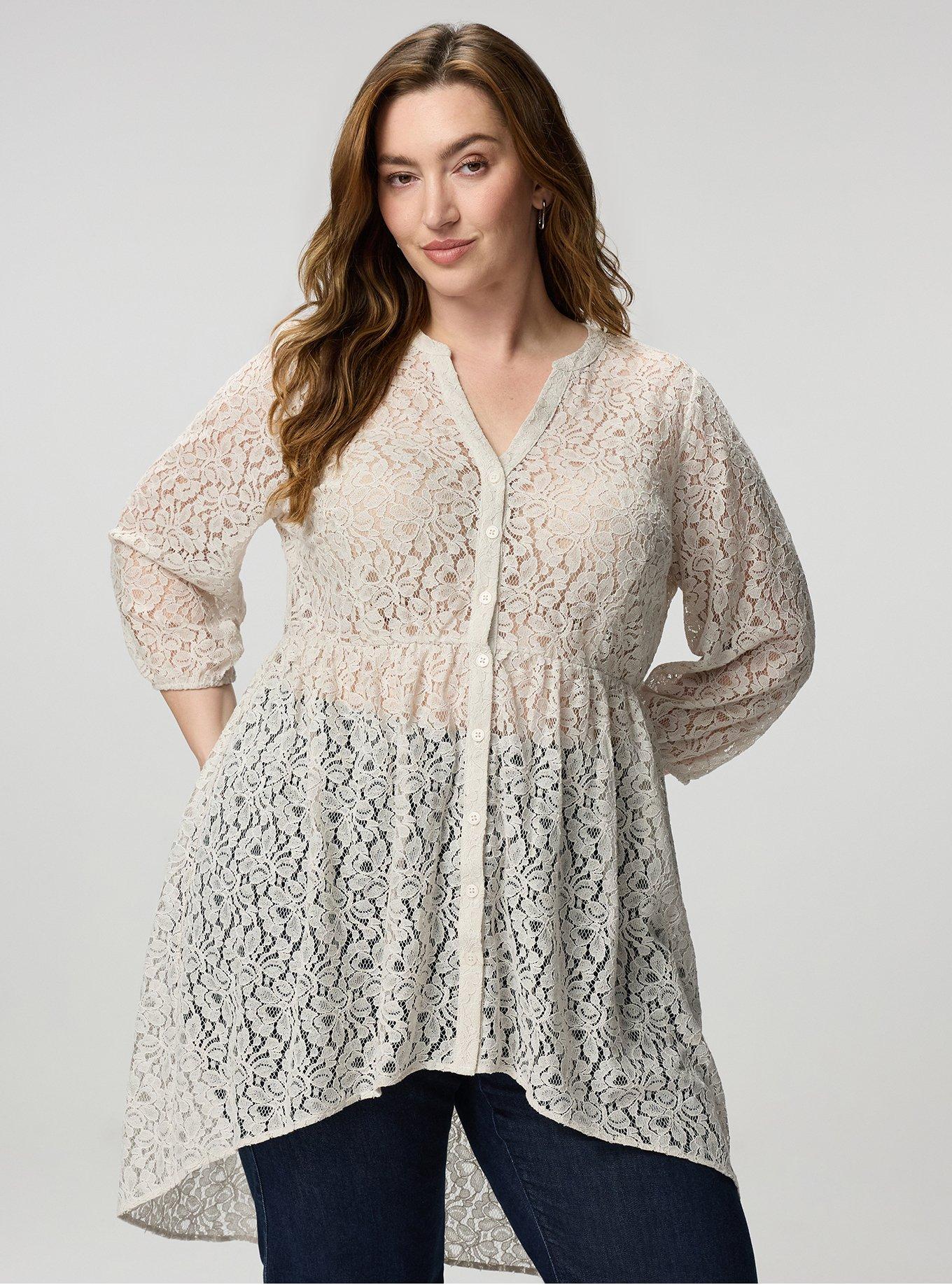 3/4 Sleeve Lexie Babydoll High-Low Tunic, WIND CHIME, alternate