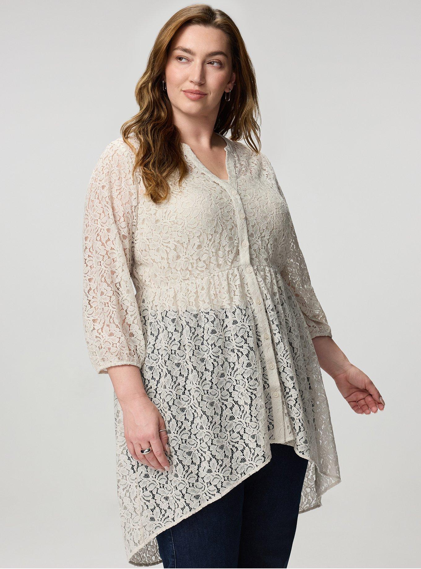 3/4 Sleeve Lexie Babydoll High-Low Tunic, WIND CHIME, hi-res
