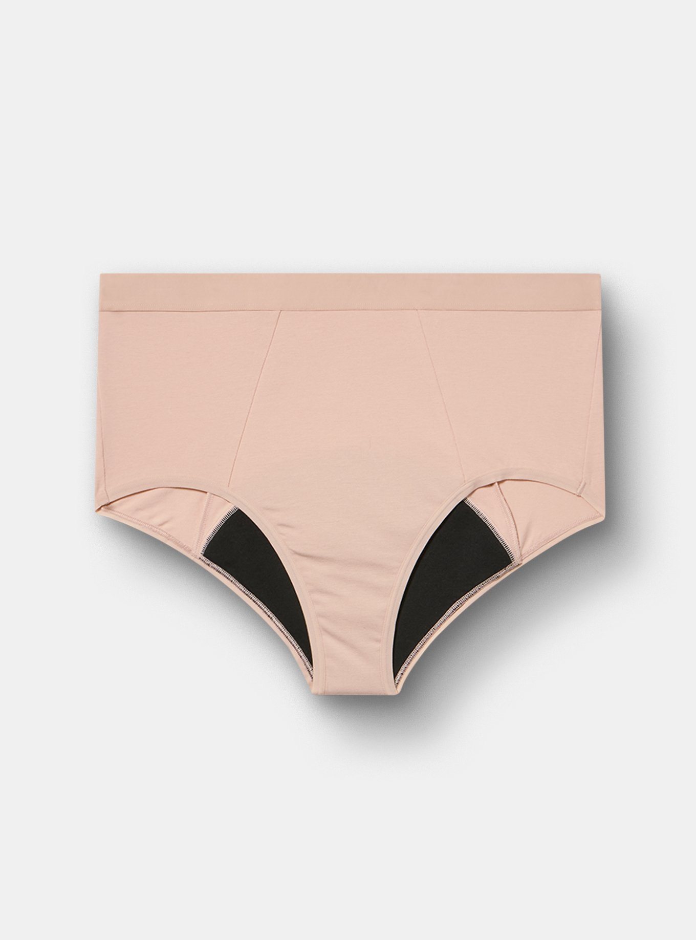 Plus Size Leakproof Cotton Mid-Rise Brief Panty, ROSE DUST, flat