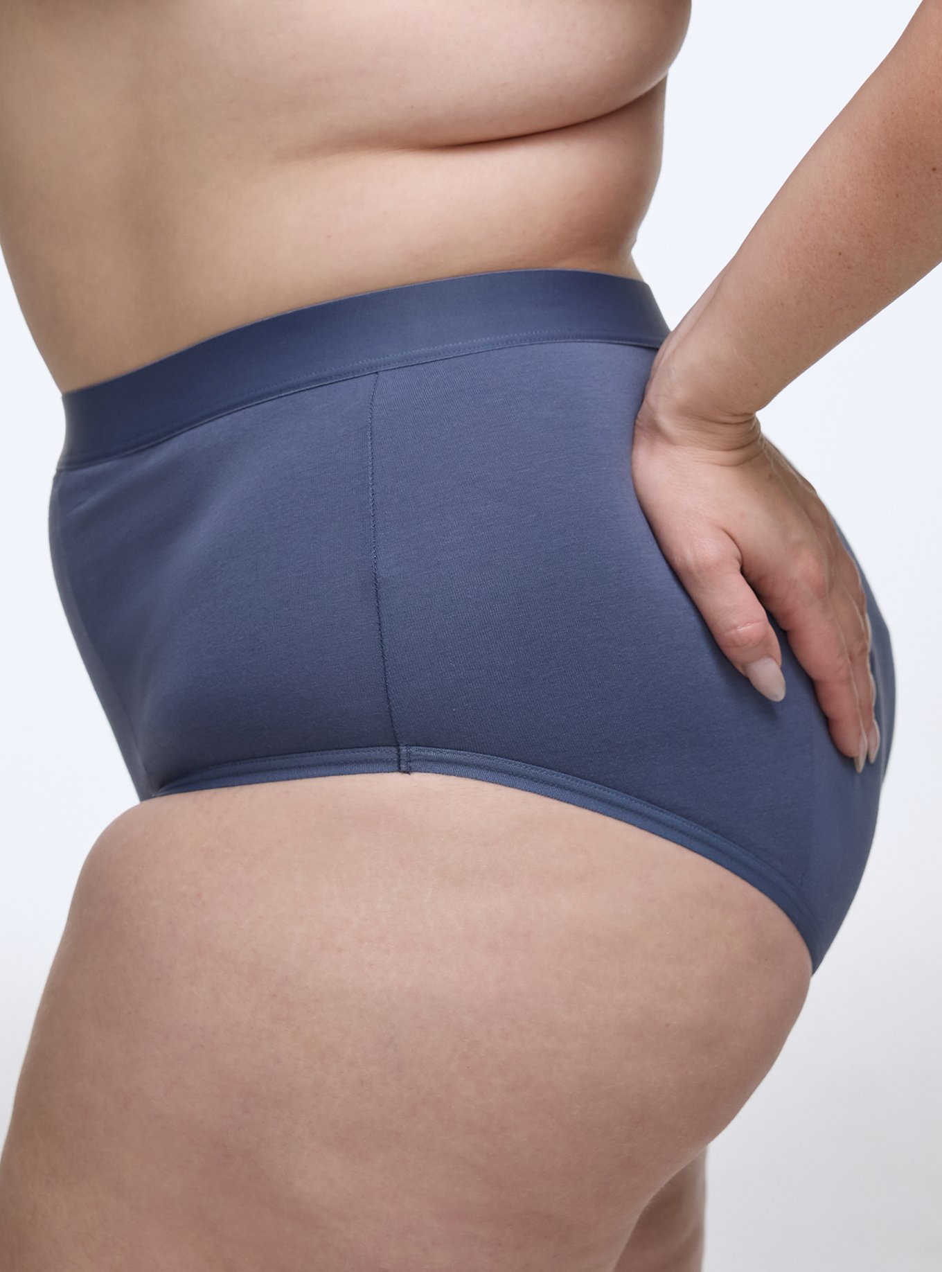 Leak Protection Cotton Mid-Rise Brief Panty, NIGHTSHADOW BLUE, alternate