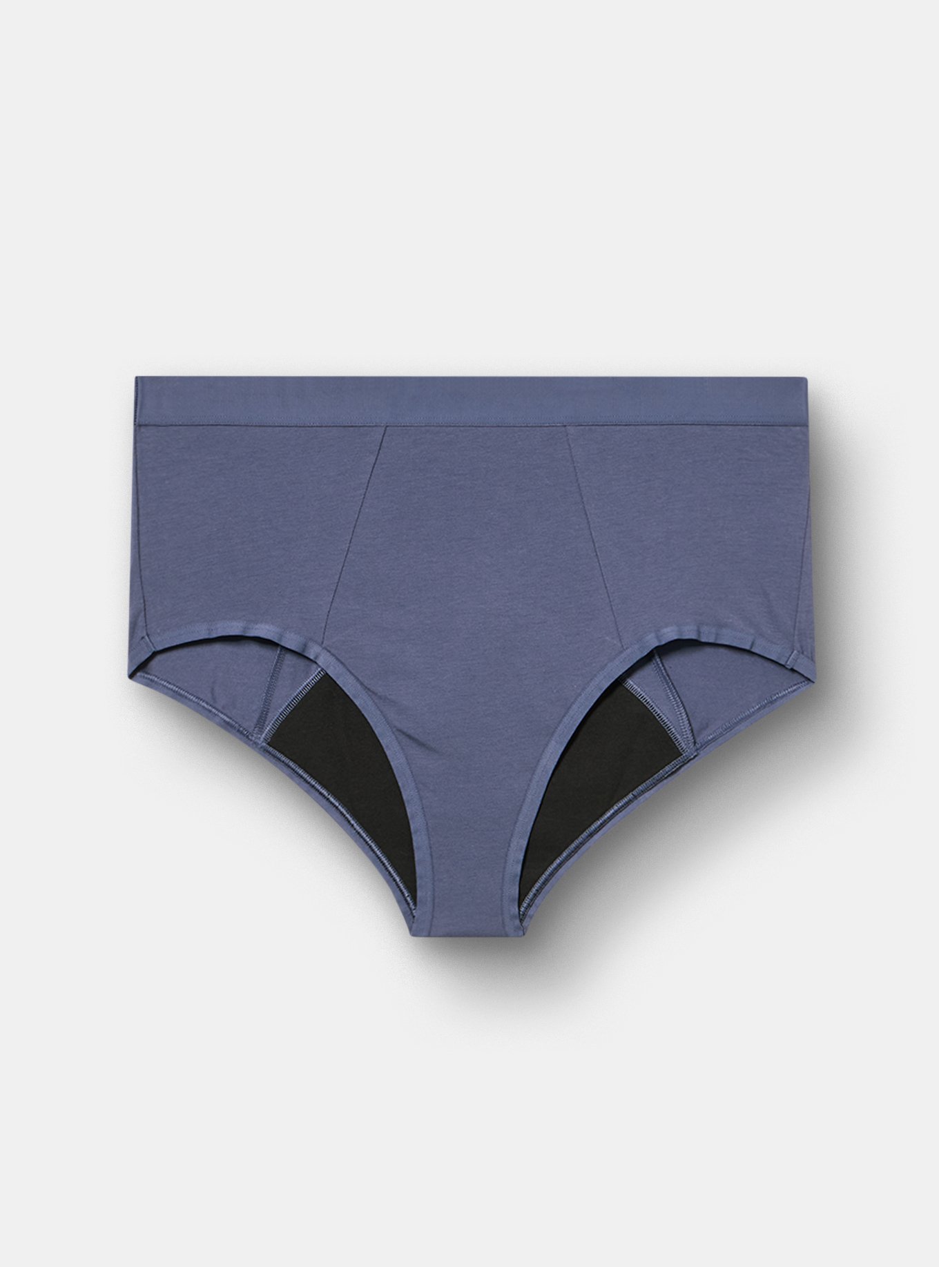 Leak Protection Cotton Mid-Rise Brief Panty, NIGHTSHADOW BLUE, flat