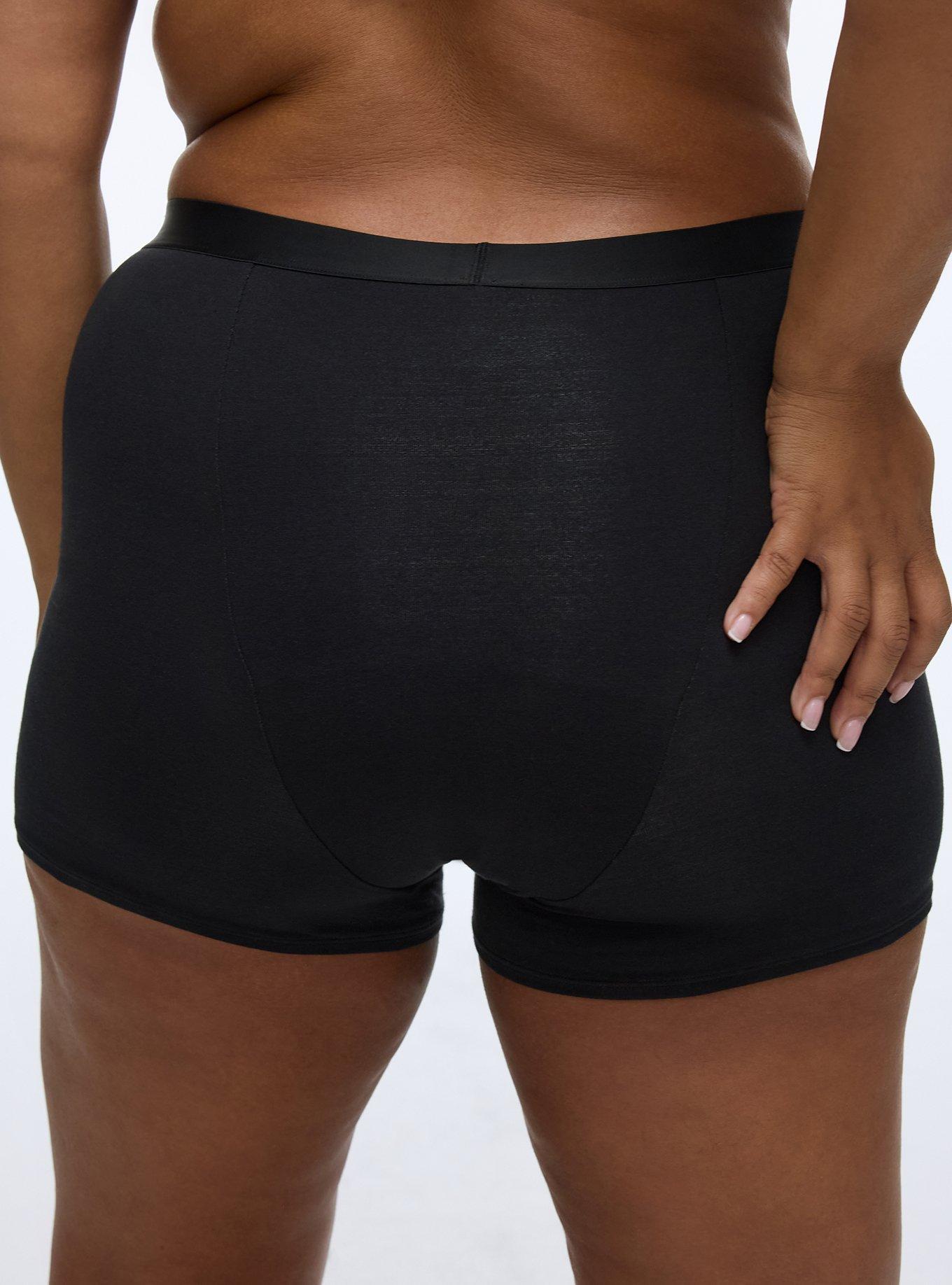 Leakproof Cotton High-Rise Shortie Panty, RICH BLACK, alternate