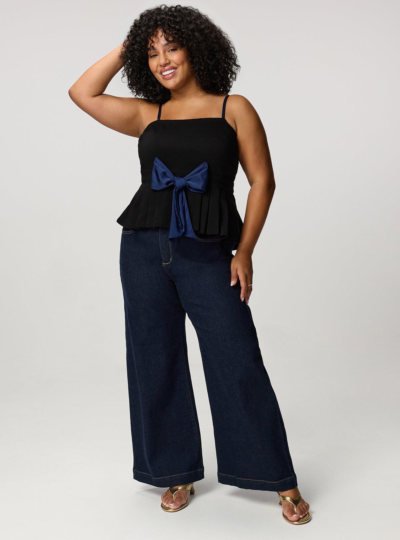 Studio Luxe Peplum Top with Bow Detail, DEEP BLACK, alternate