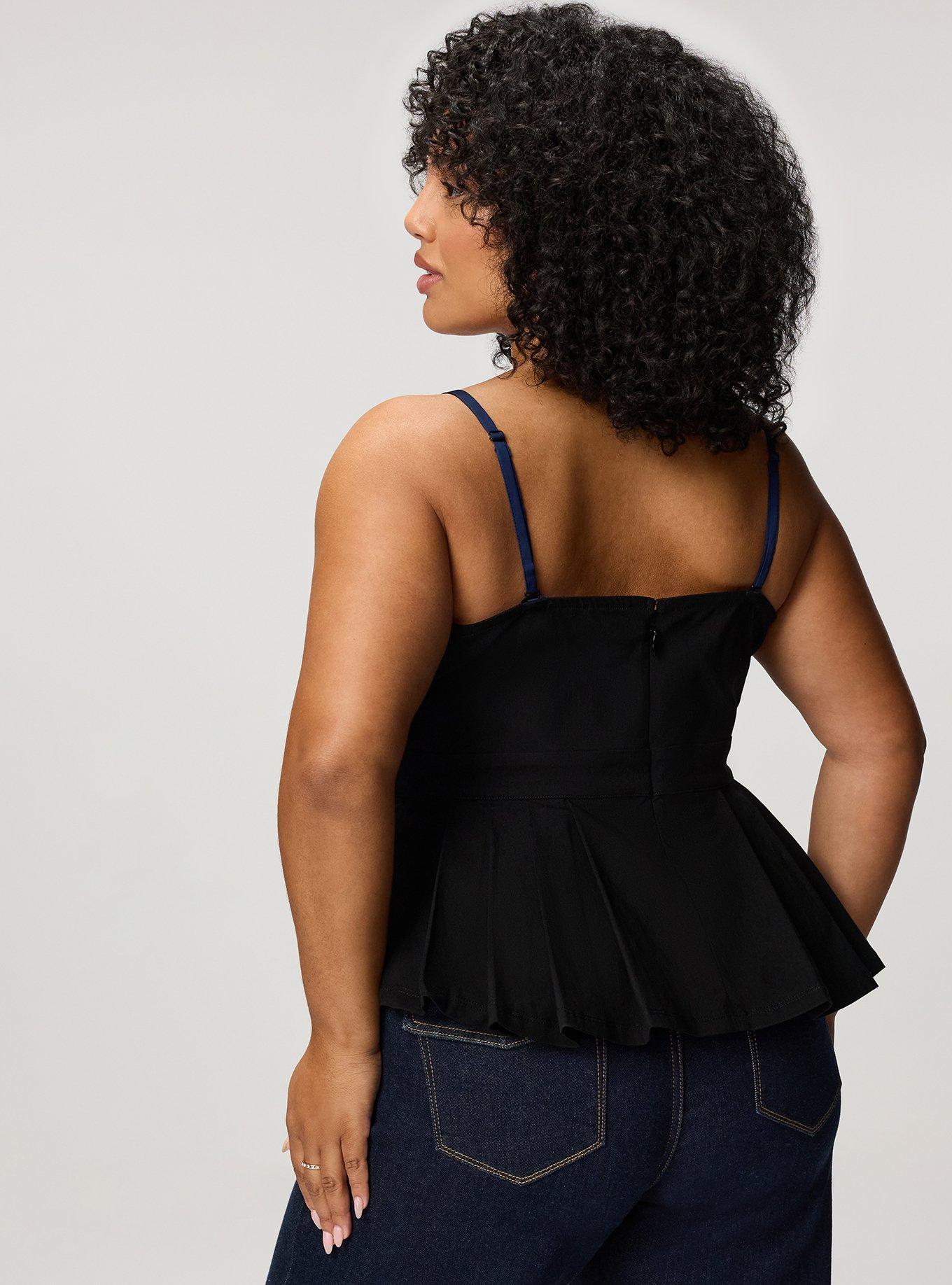 Studio Luxe Peplum Top with Bow Detail, DEEP BLACK, alternate