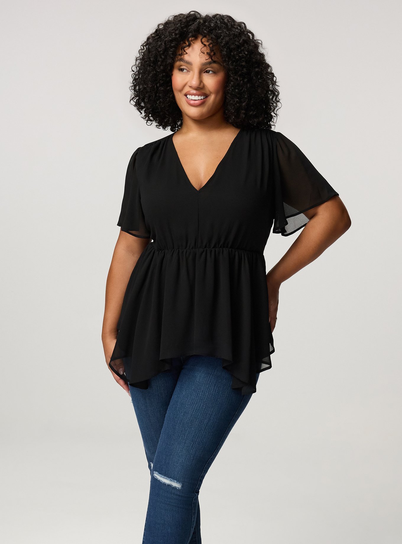 Plus Size - V-Neck Babydoll Top - Torrid