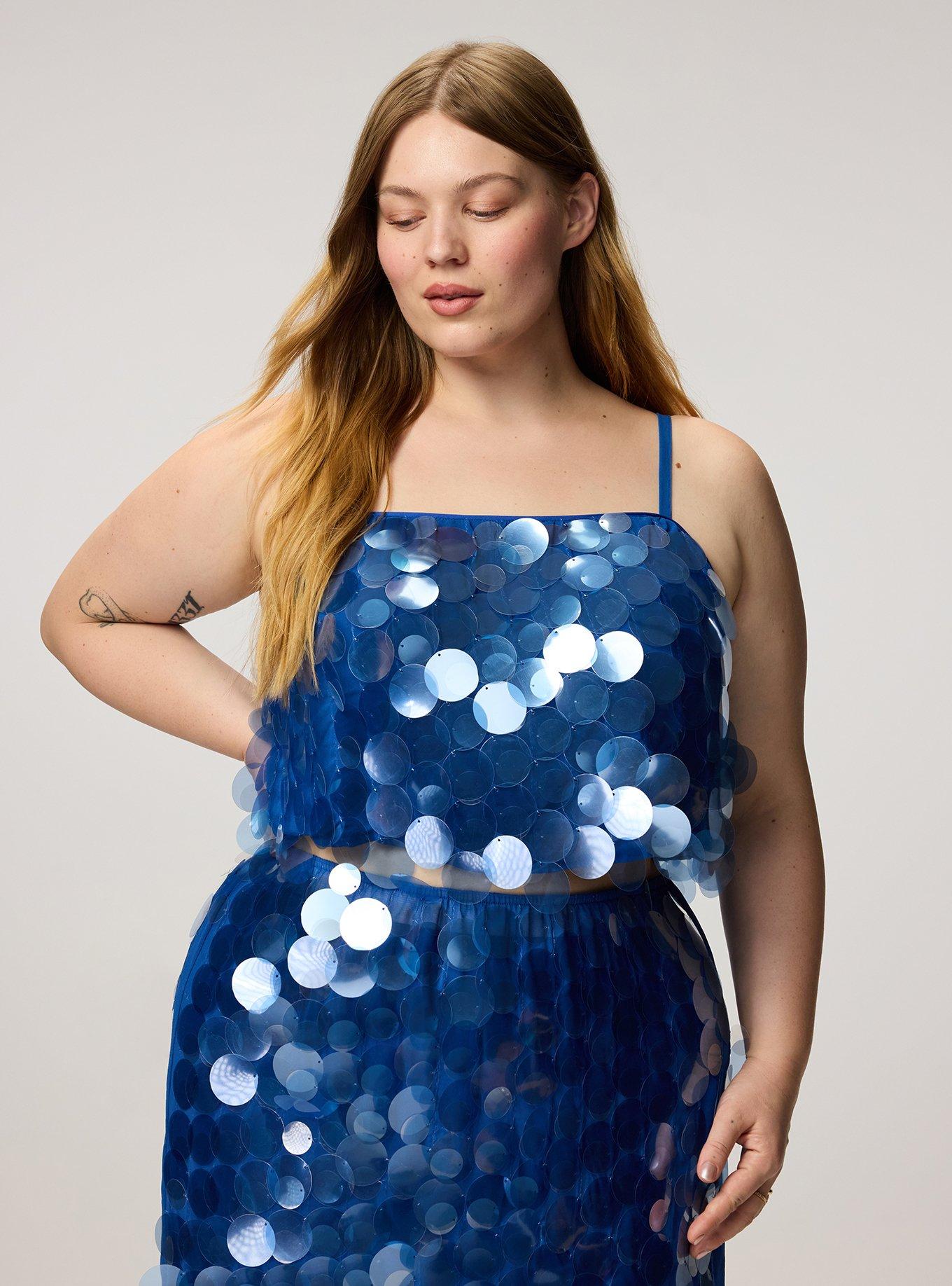 Studio Luxe Pailette Embellished Top, WINDY BLUE, hi-res