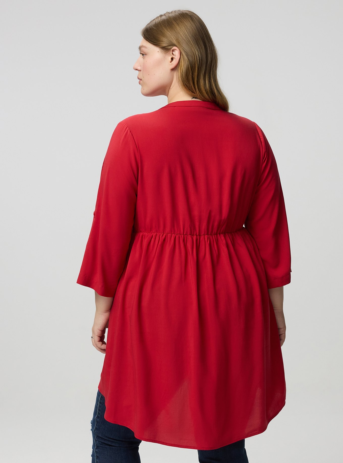 Lexie Babydoll 3/4 Sleeve Hi-Low Tunic, JESTER RED, alternate