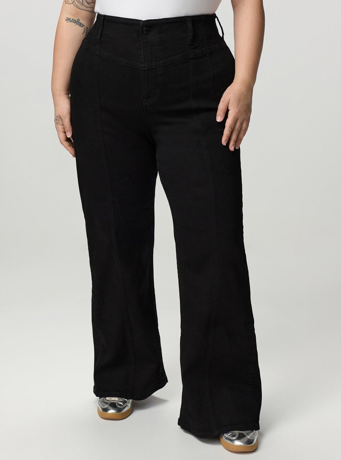 Plus Size Bombshell Ultra High-Rise Corset Wide-Leg Jean, DEEP BLACK, alternate