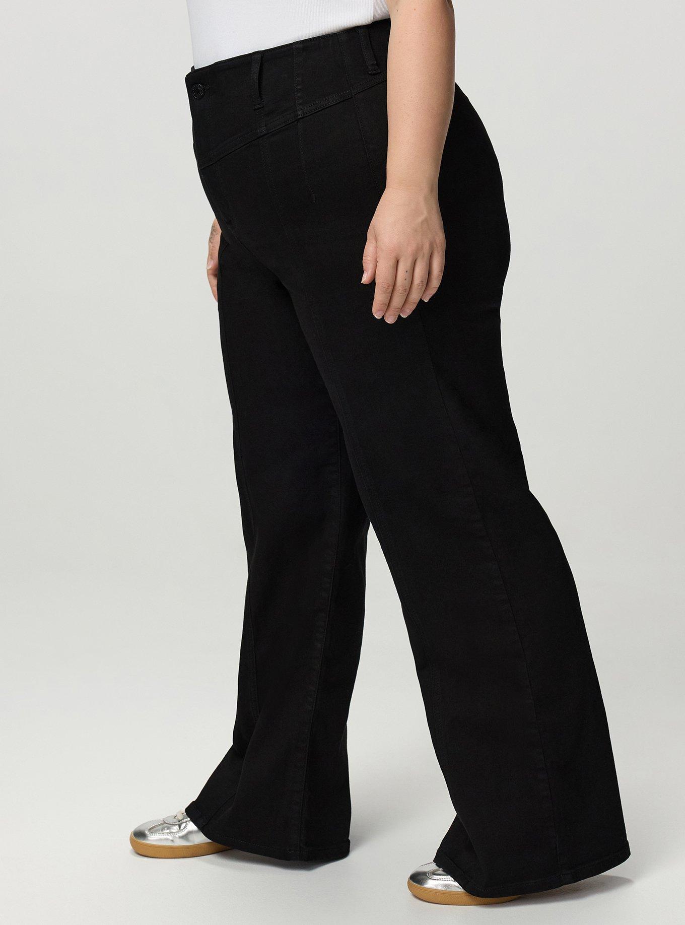 Plus Size Bombshell Ultra High-Rise Corset Wide-Leg Jean, DEEP BLACK, alternate