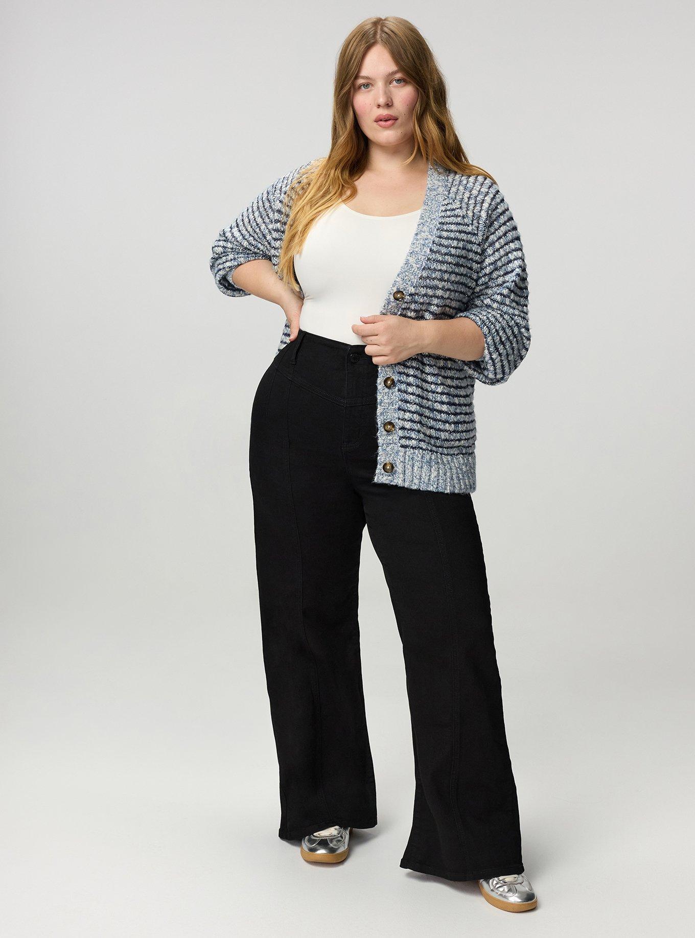 Plus Size Bombshell Ultra High-Rise Corset Wide-Leg Jean, DEEP BLACK, hi-res