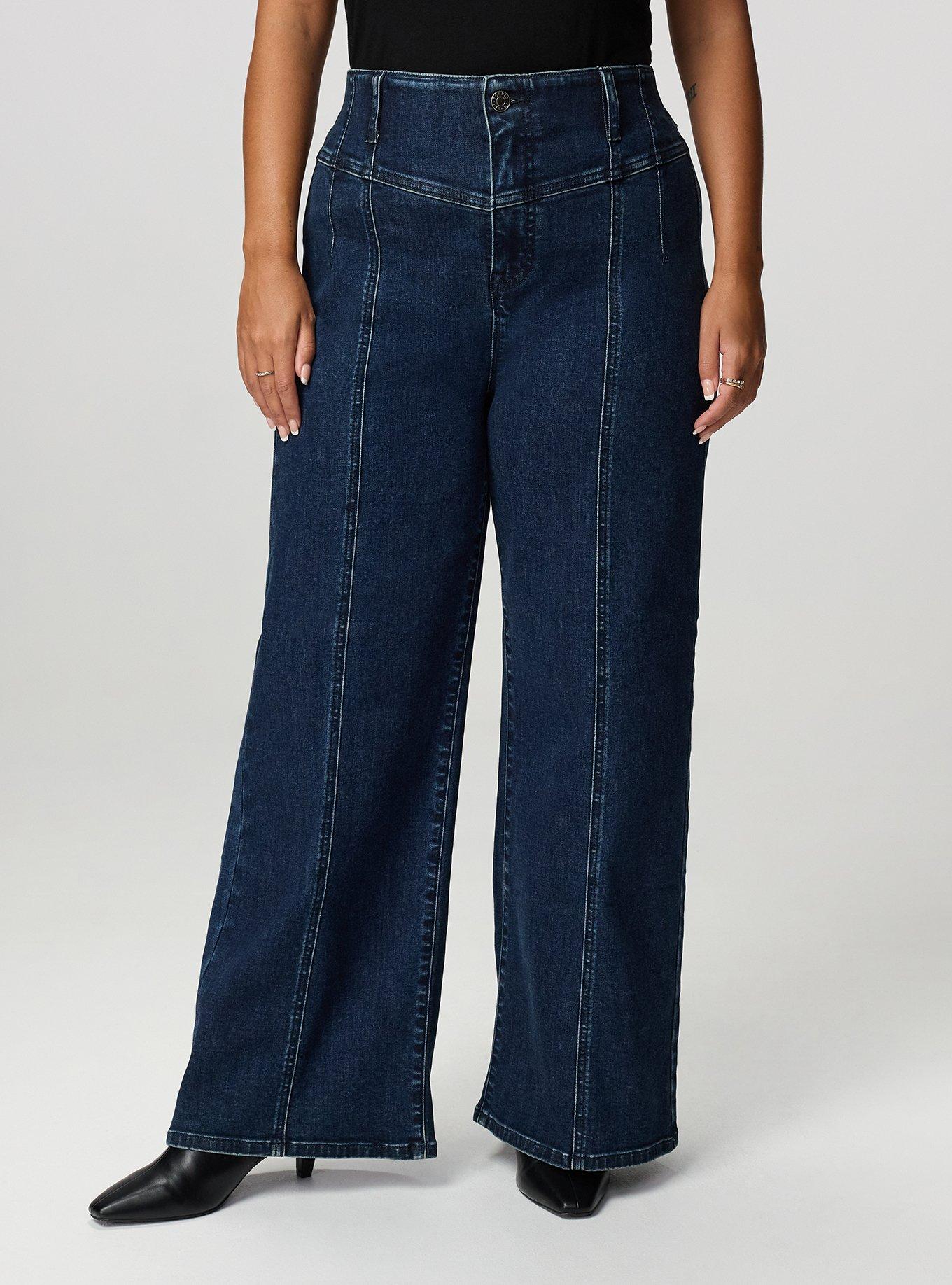 Bombshell Ultra High-Rise Corset Wide-Leg Jean, HYDROSPHERE, alternate