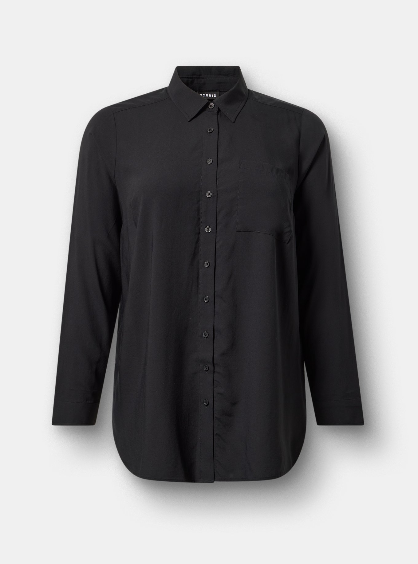 Lizzie Button Up Challis Tunic, DEEP BLACK, flat