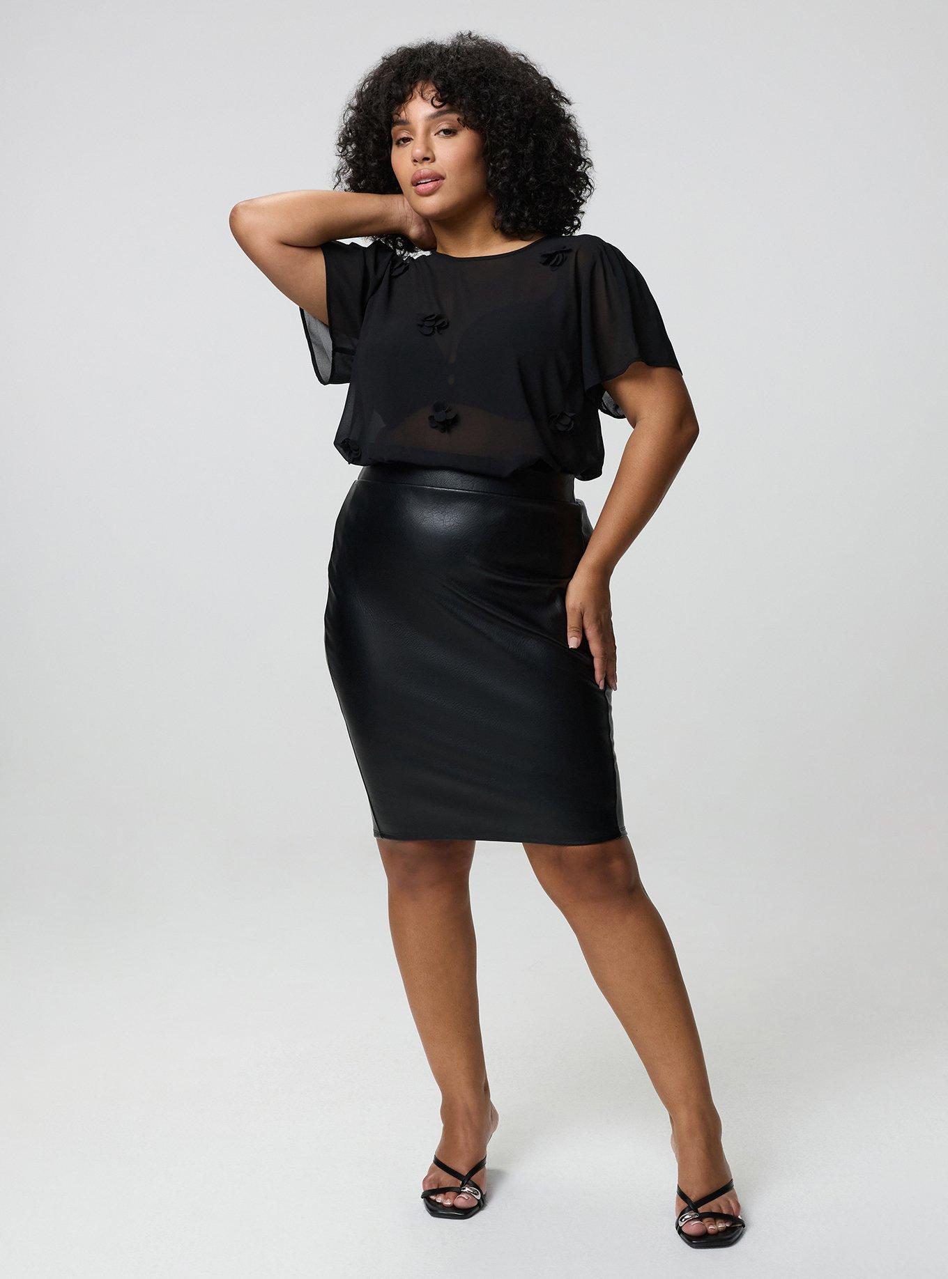 Abbey Flutter Short Sleeve Top, DEEP BLACK, alternate