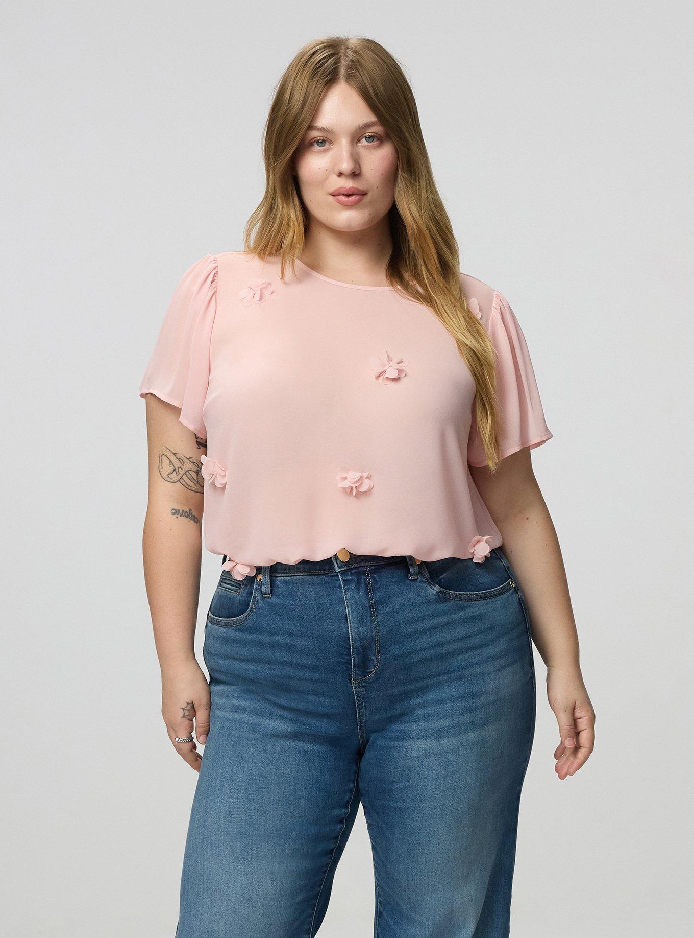 Abbey Flutter Short Sleeve Top, SILVER PINK, alternate