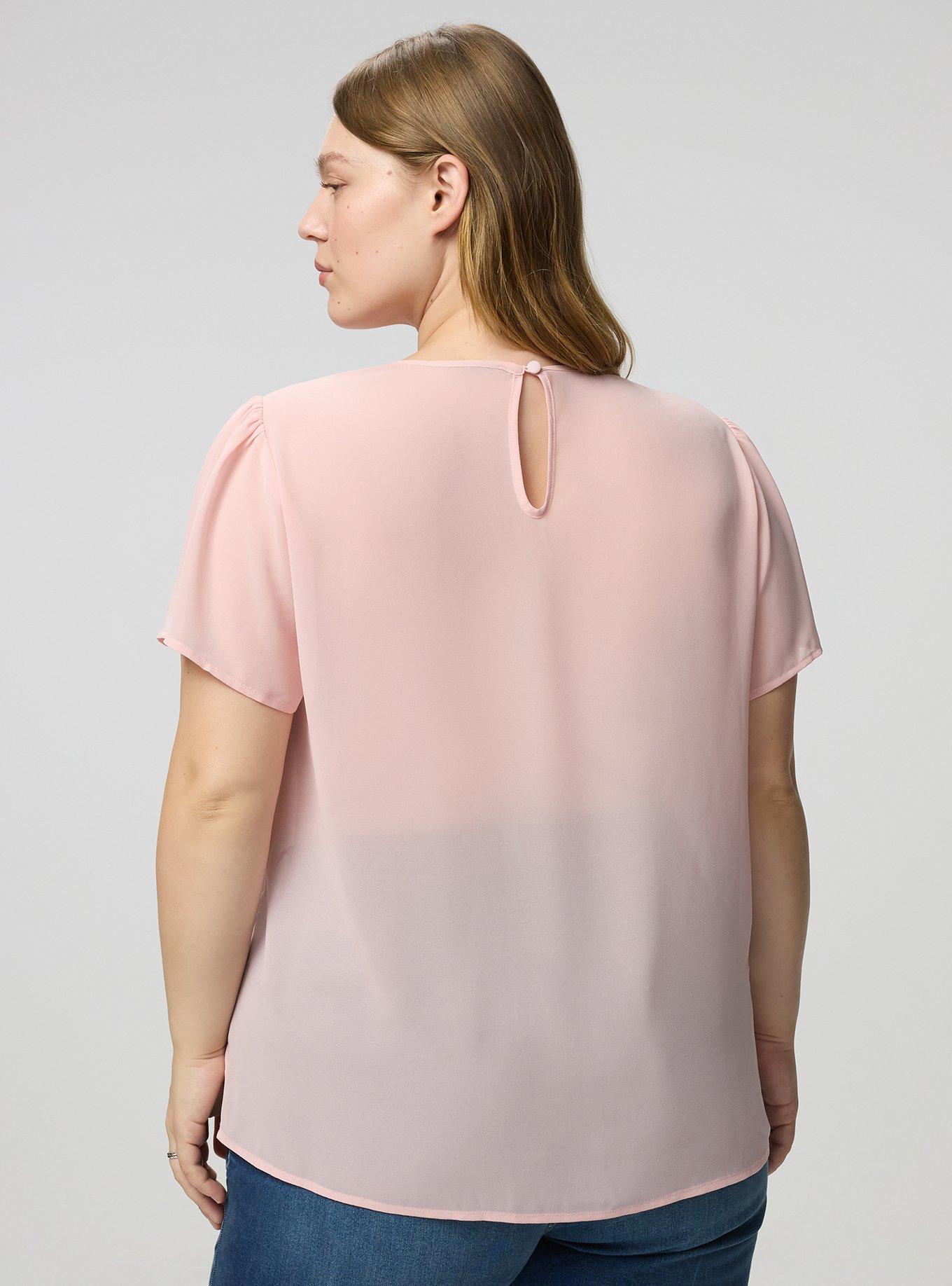 Abbey Flutter Short Sleeve Top, SILVER PINK, alternate