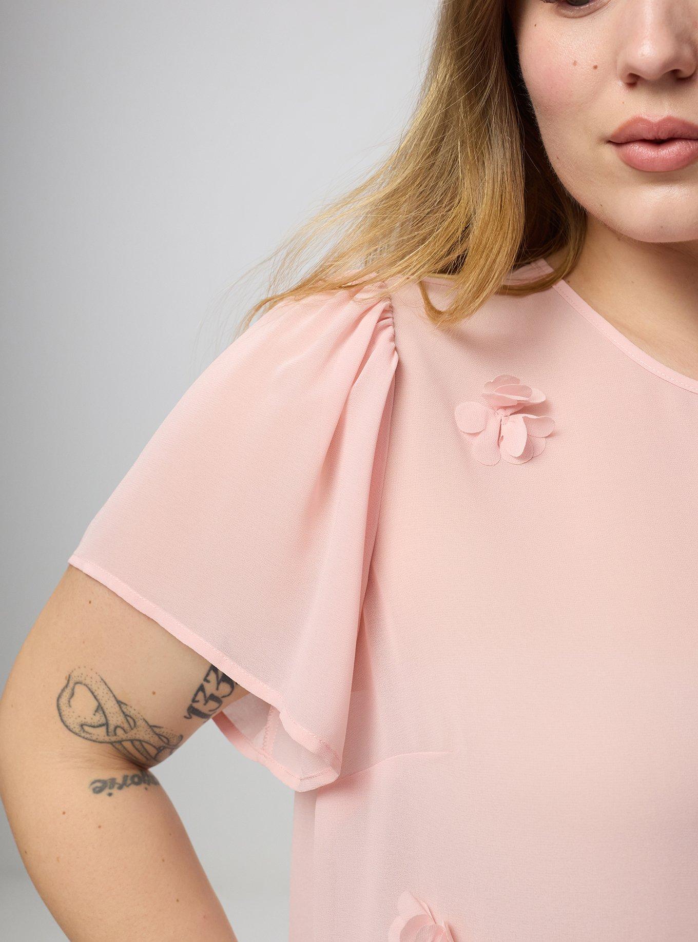 Abbey Flutter Short Sleeve Top, SILVER PINK, alternate