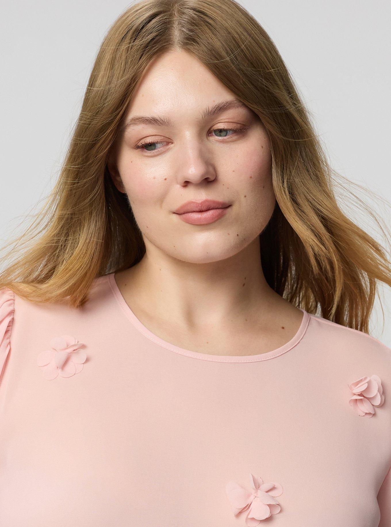 Abbey Flutter Short Sleeve Top, SILVER PINK, alternate