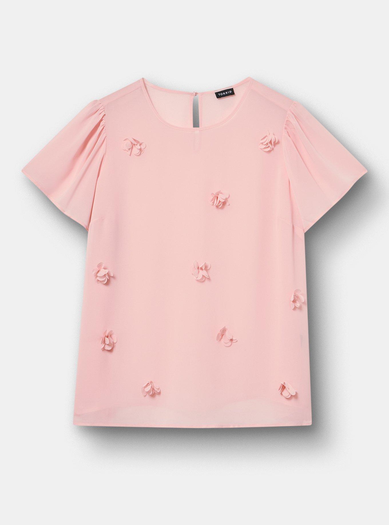 Abbey Flutter Short Sleeve Top, SILVER PINK, flat