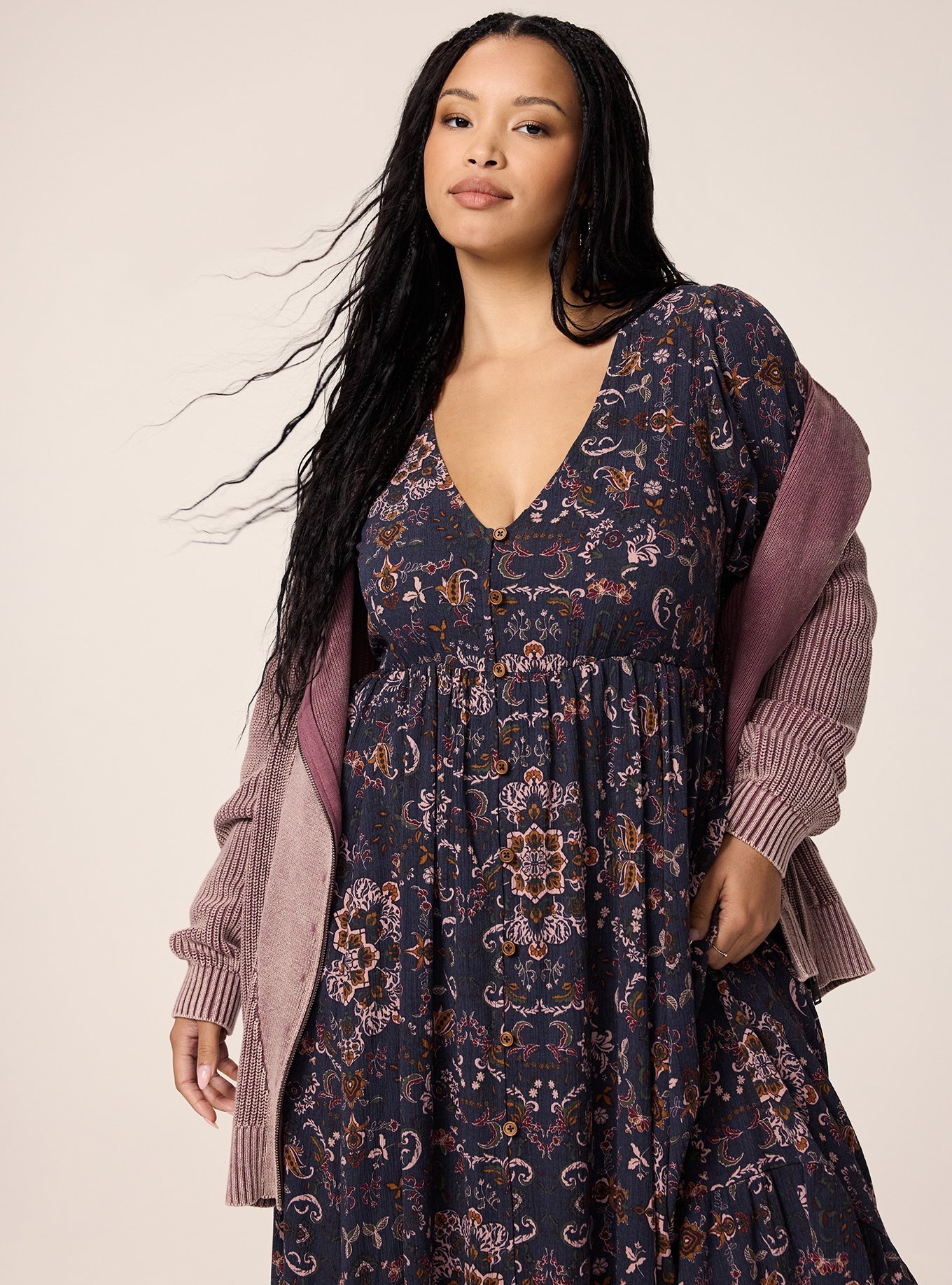 Festi Button Front Tiered Maxi Dress, MYTH MEDALLION GREY, alternate