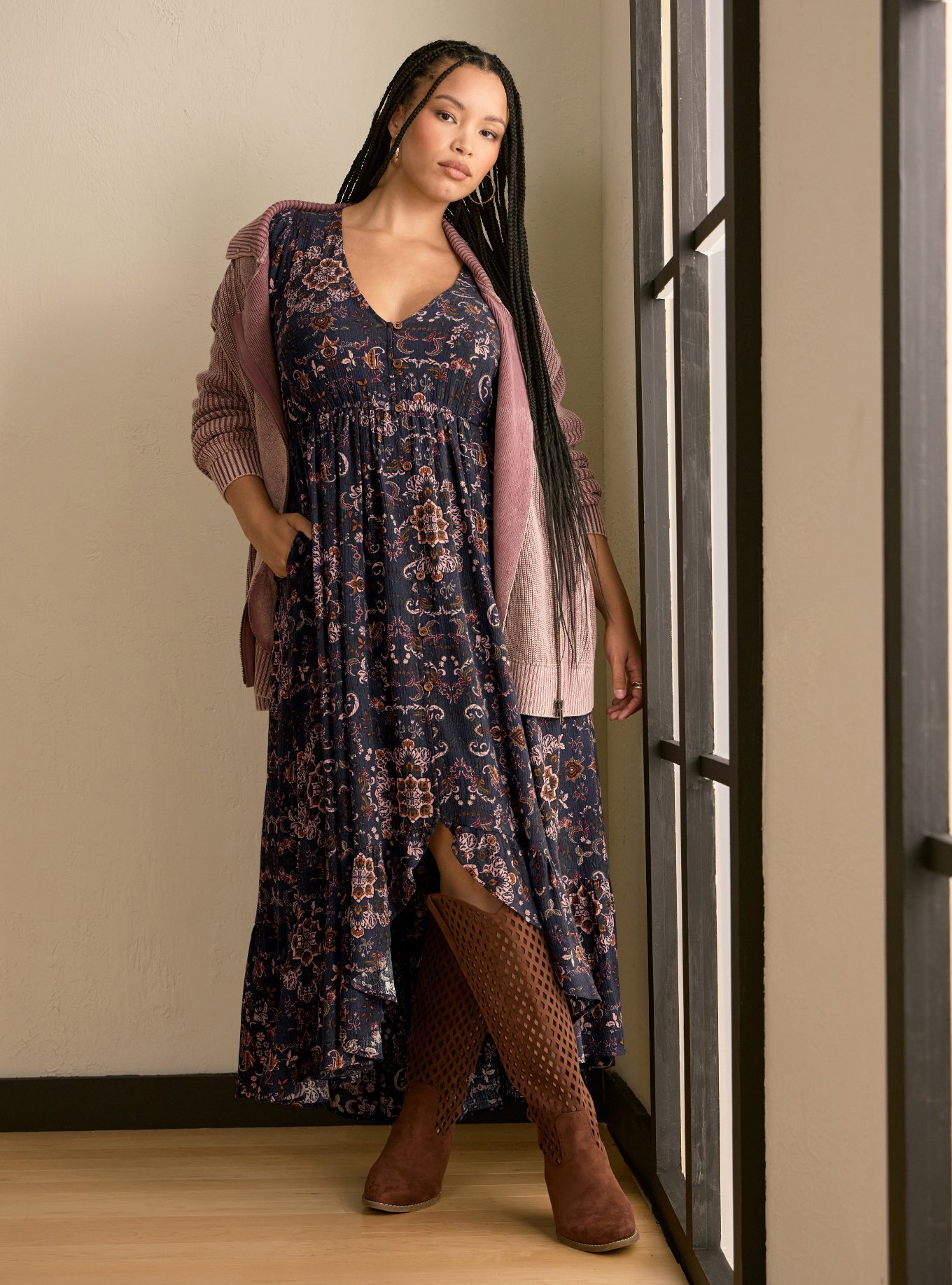 Festi Button Front Tiered Maxi Dress, MYTH MEDALLION GREY, hi-res