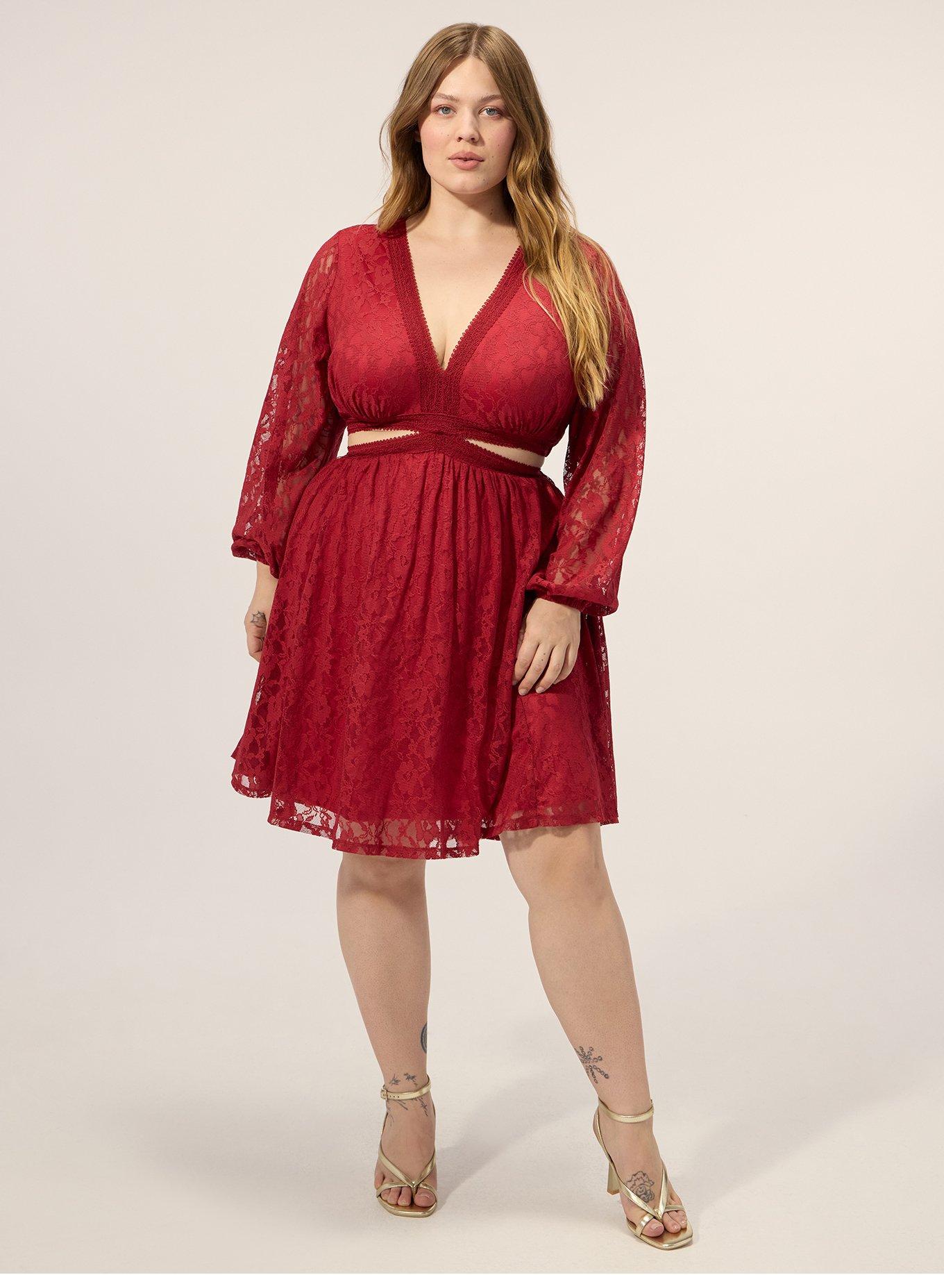 Festi Cut-Out Lace Mini Dress, KARANDA RED, alternate