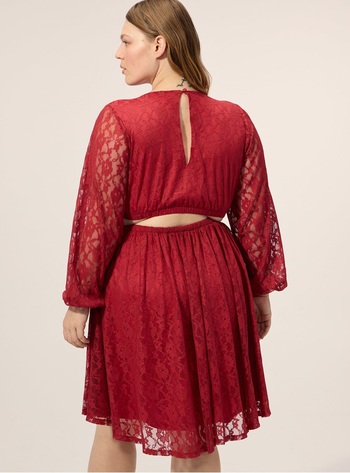 Festi Cut-Out Lace Mini Dress, KARANDA RED, alternate