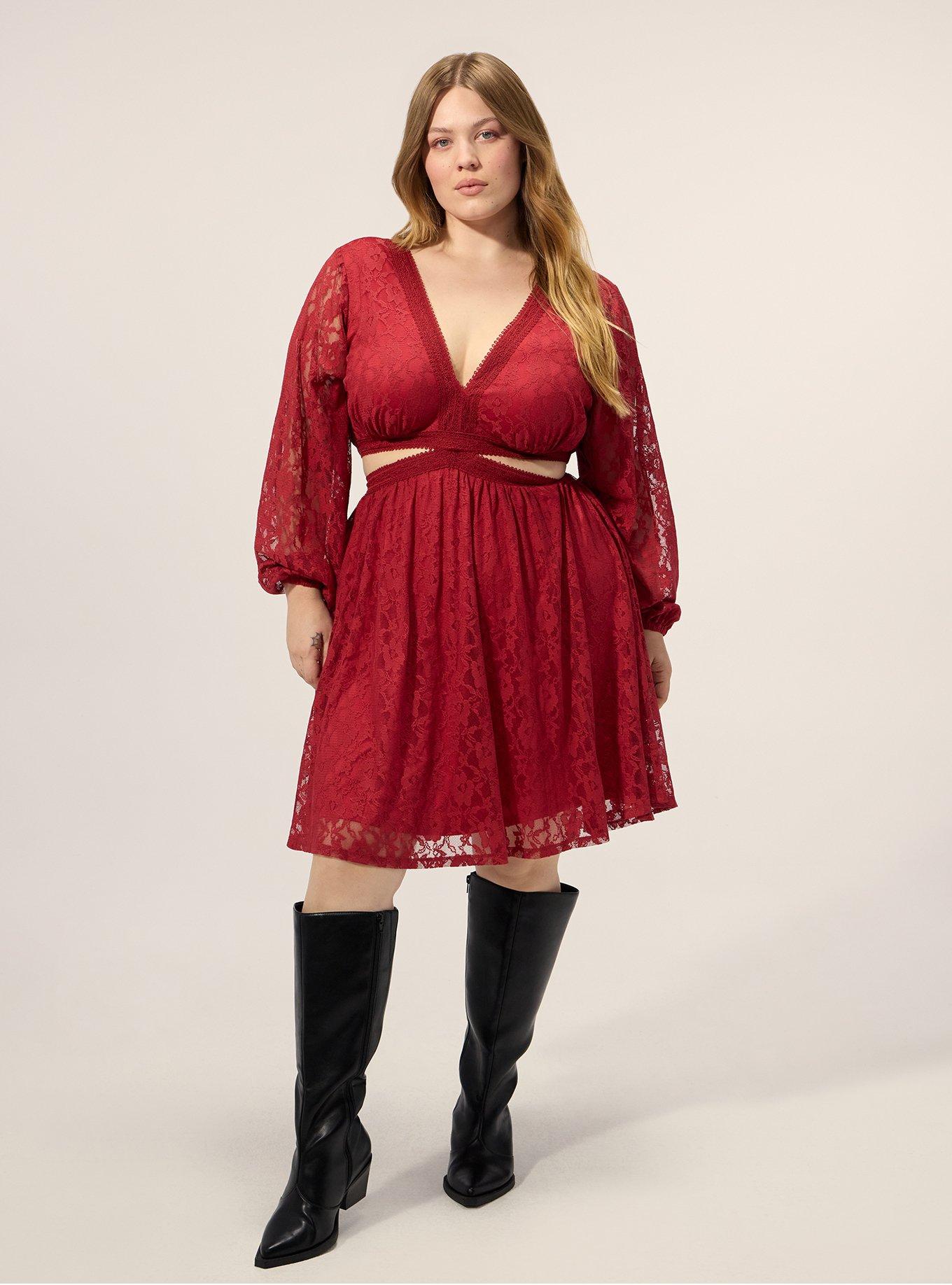 Festi Cut-Out Lace Mini Dress, KARANDA RED, alternate
