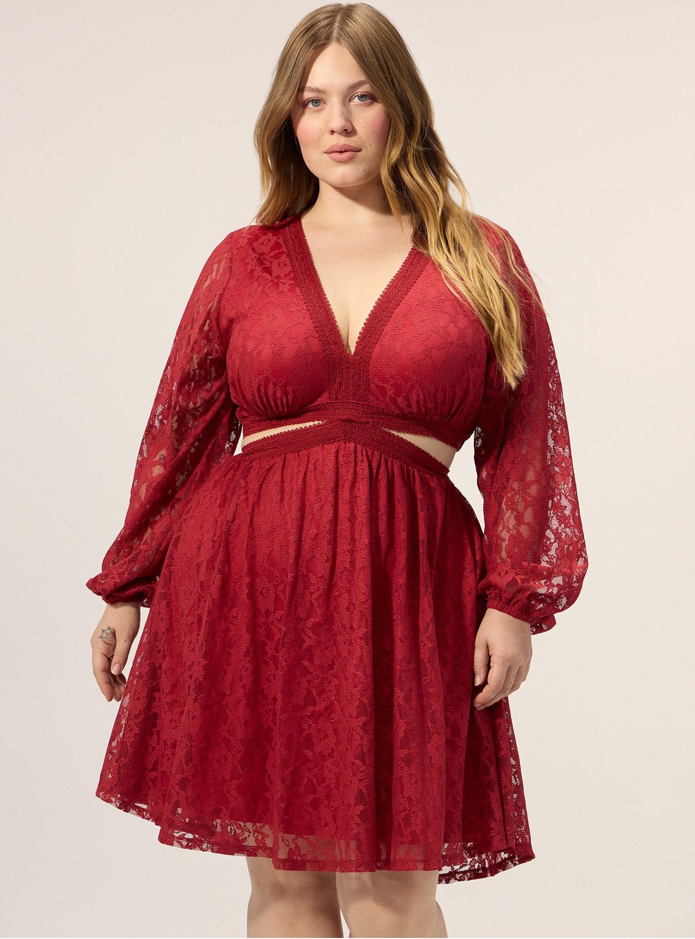 Festi Cut-Out Lace Mini Dress, KARANDA RED, hi-res