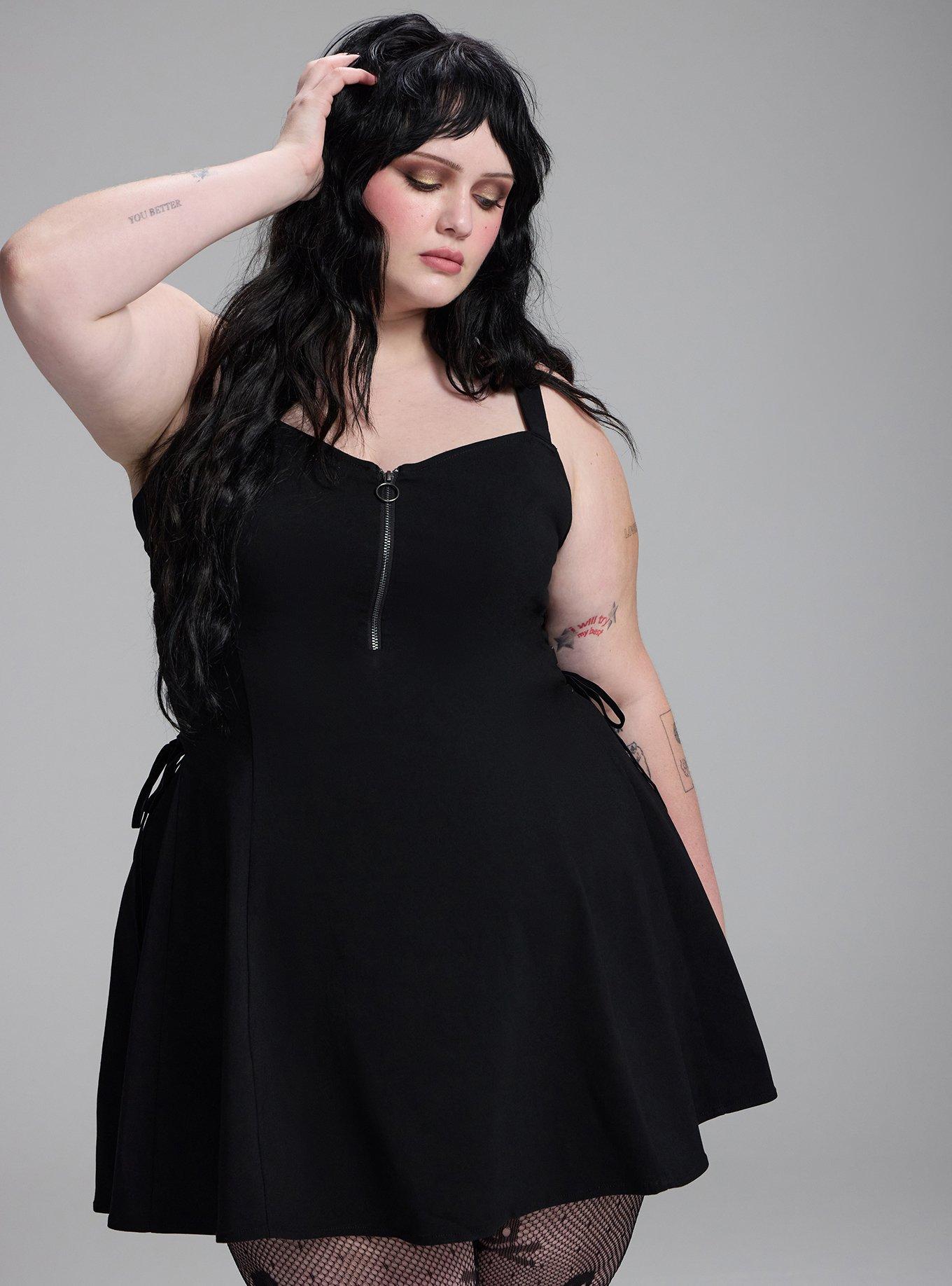 Nightfall Side Lacing Mini Dress, DEEP BLACK, alternate