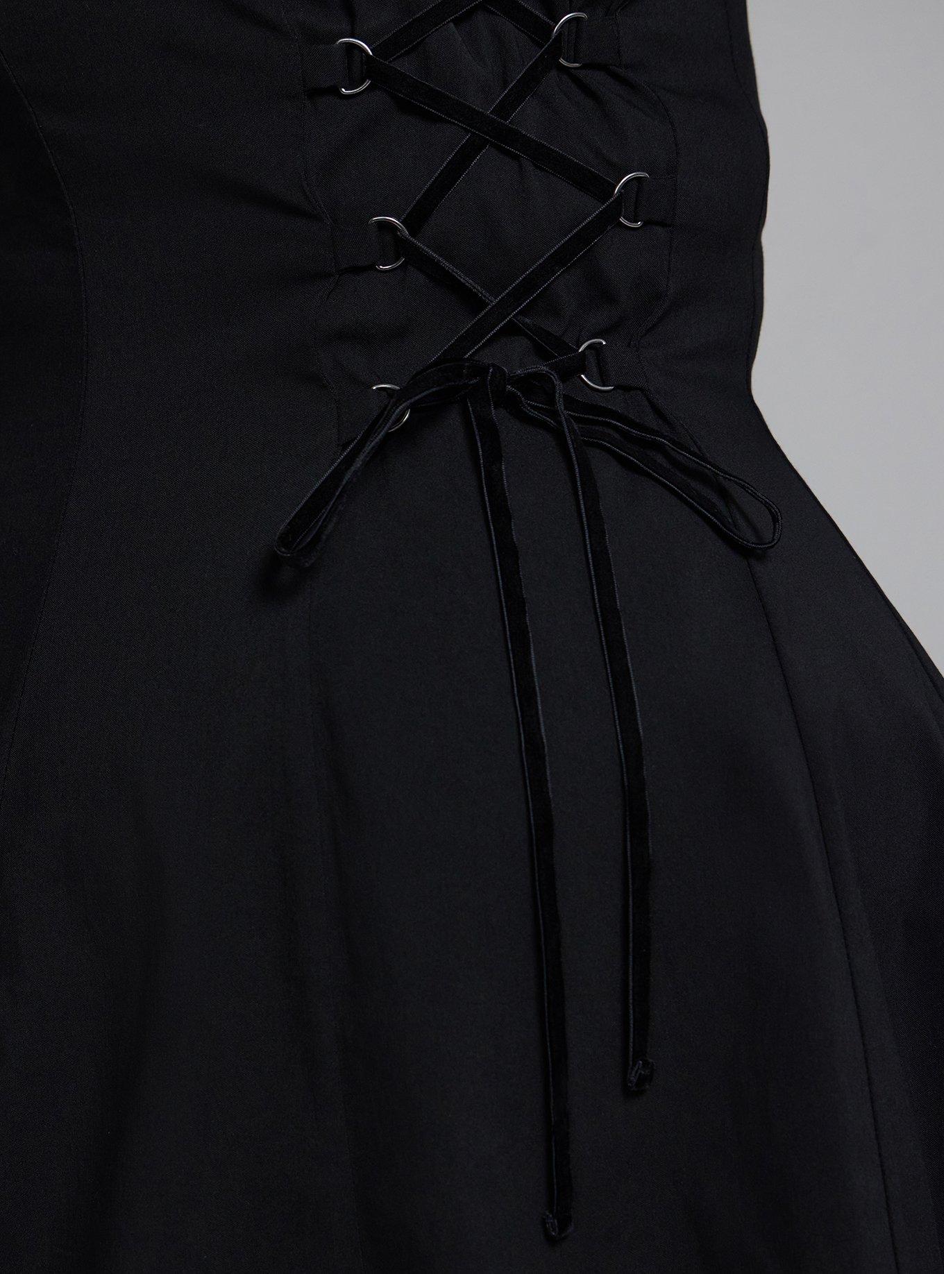 Nightfall Side Lacing Mini Dress, DEEP BLACK, alternate