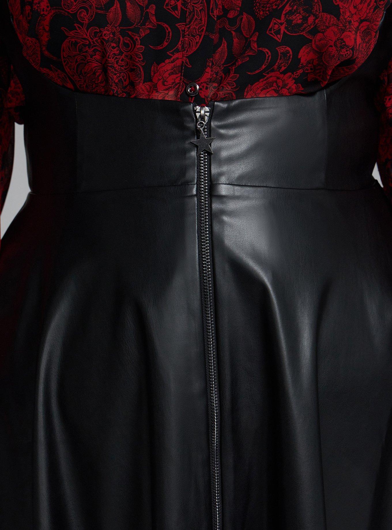 Nightfall Faux Leather Zip-Up Pinafore, DEEP BLACK, alternate