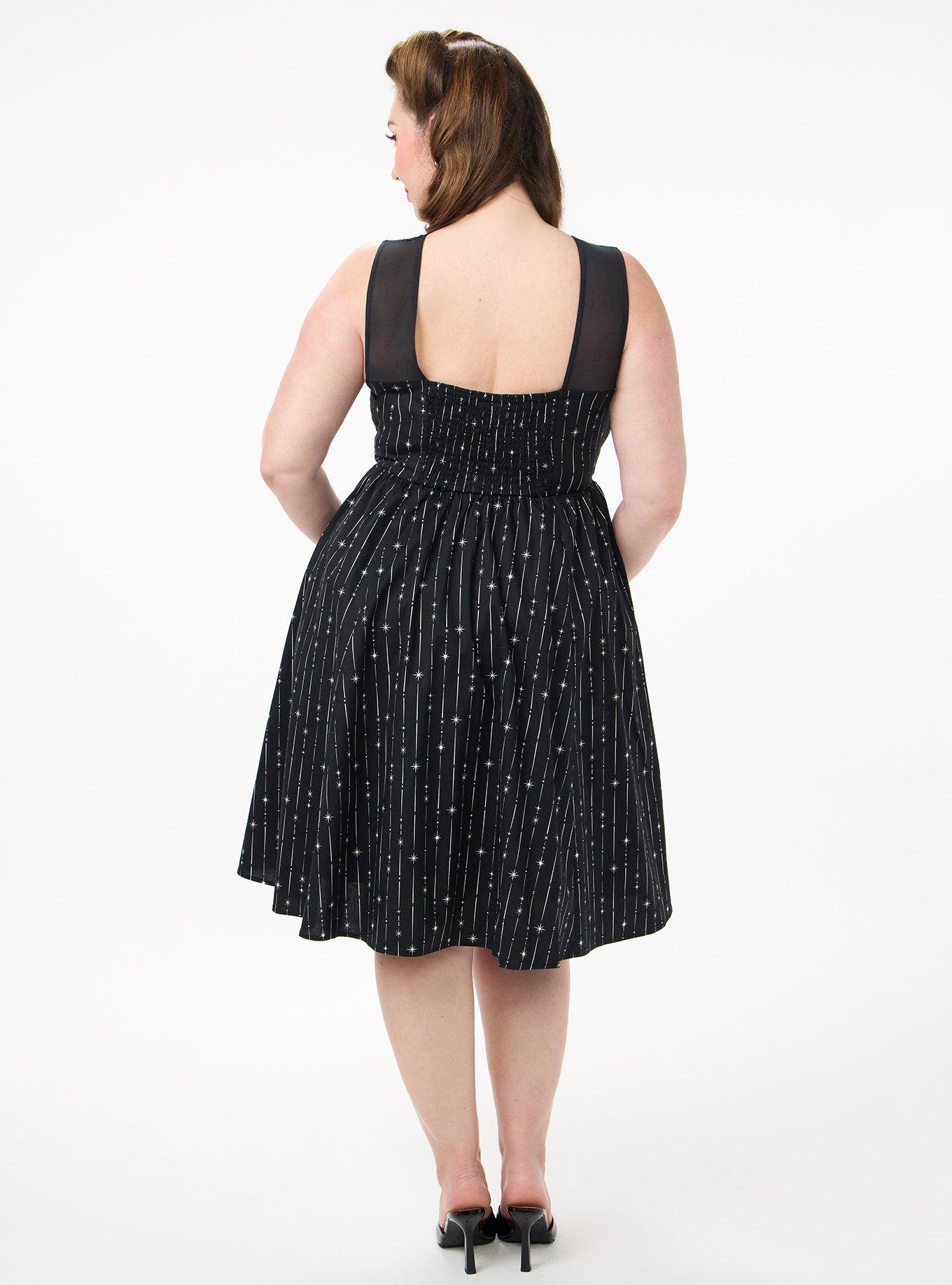 Retro Chic Belted Illusion Dress, DAZZLE STRIPE BLACK, alternate