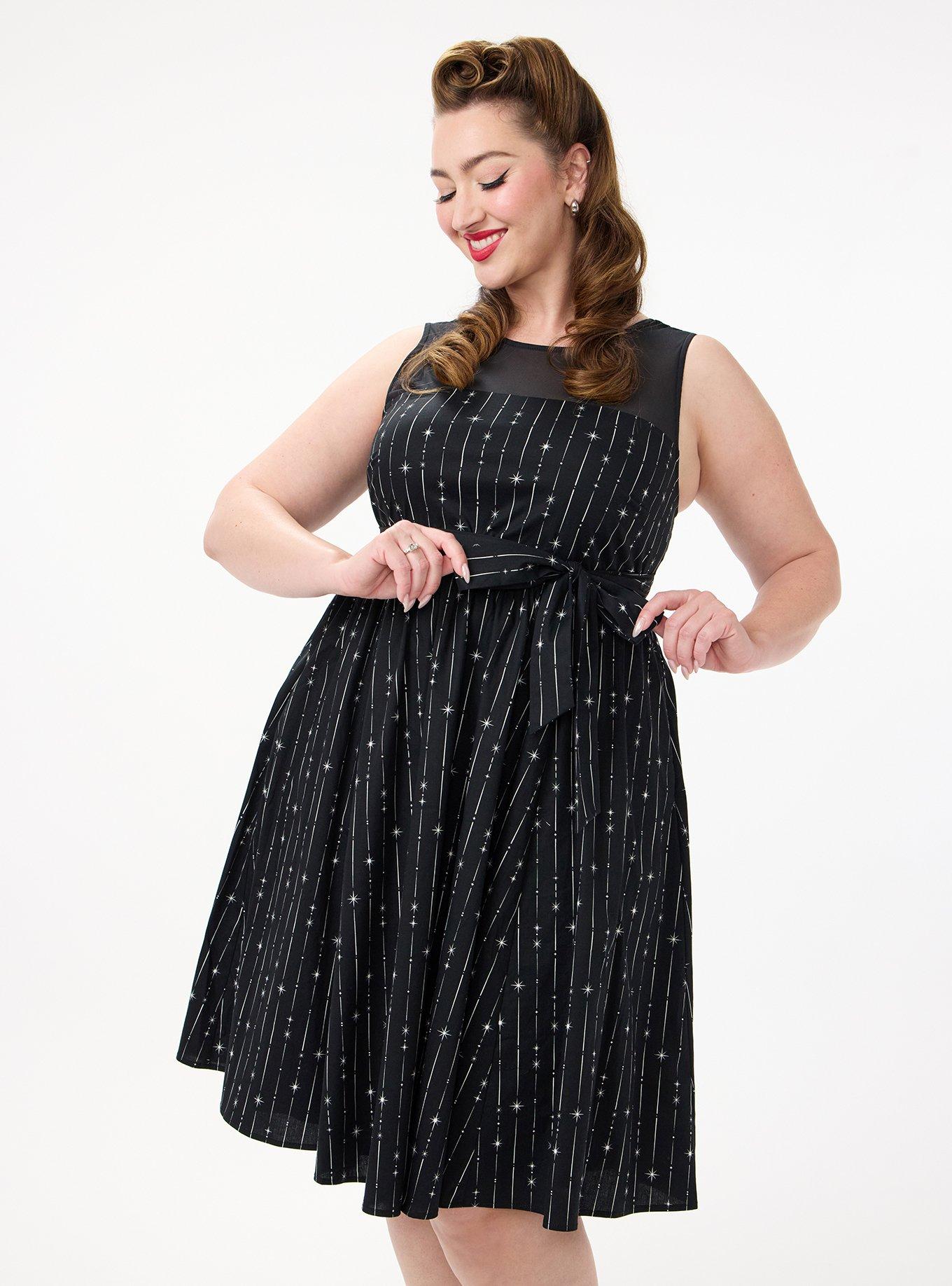 Retro Chic Belted Illusion Dress, DAZZLE STRIPE BLACK, alternate
