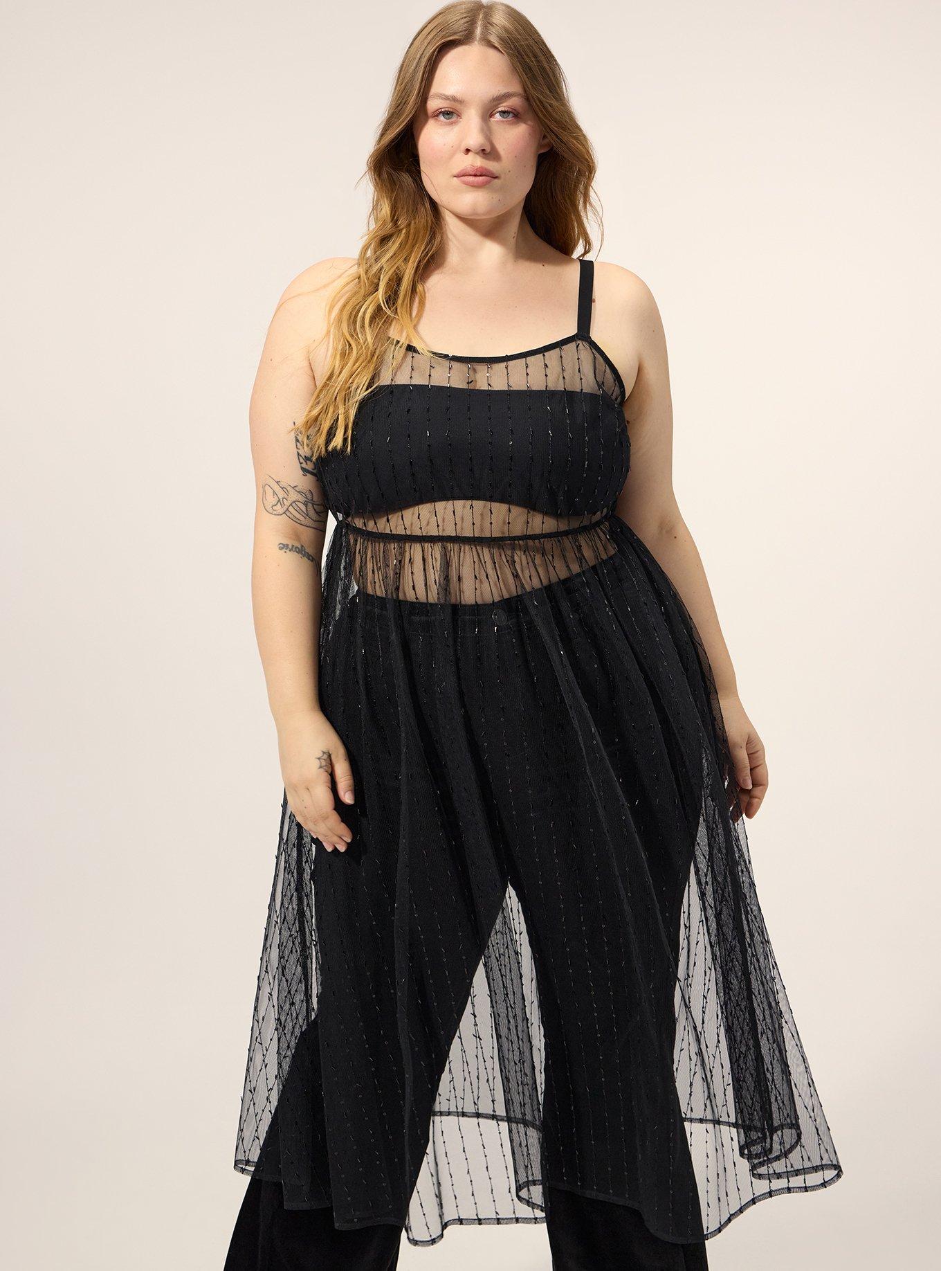 Festi Sheer Beaded Tunic Tank, DEEP BLACK, alternate