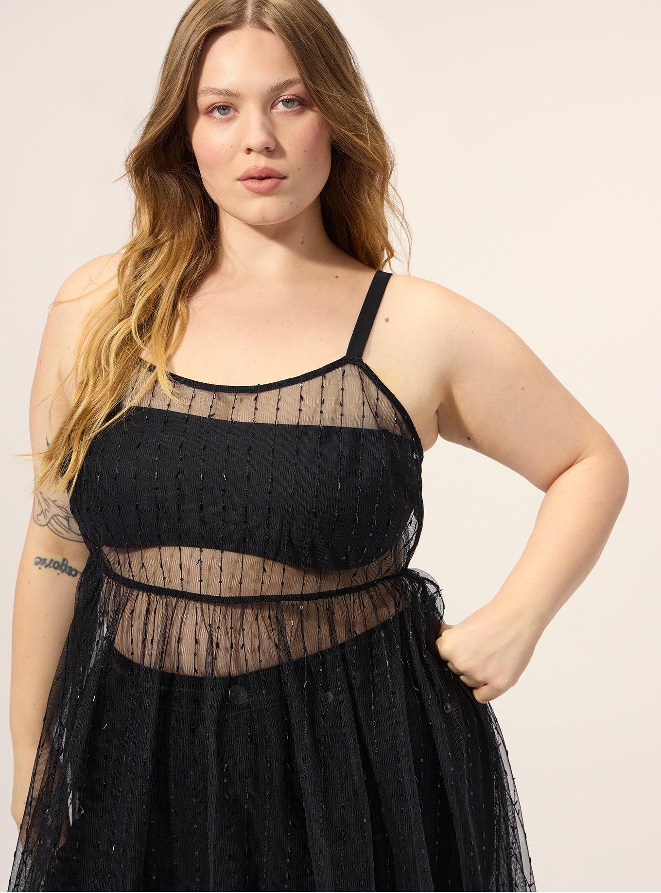 Festi Sheer Beaded Tunic Tank, DEEP BLACK, alternate