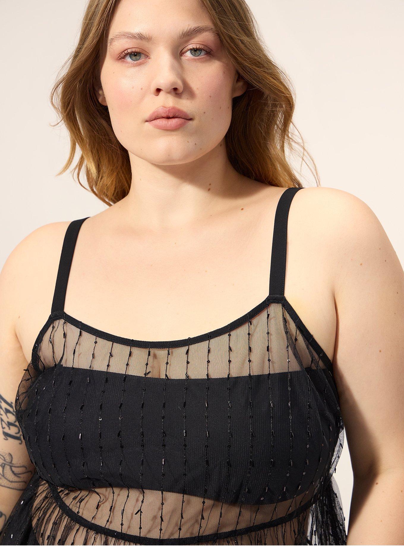 Festi Sheer Beaded Tunic Tank, DEEP BLACK, alternate