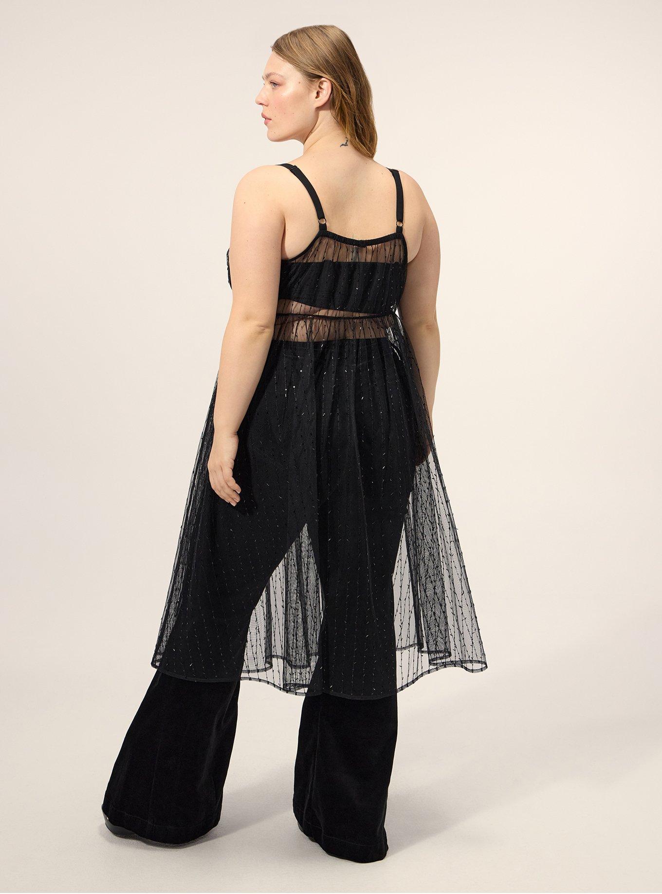 Festi Sheer Beaded Tunic Tank, DEEP BLACK, alternate