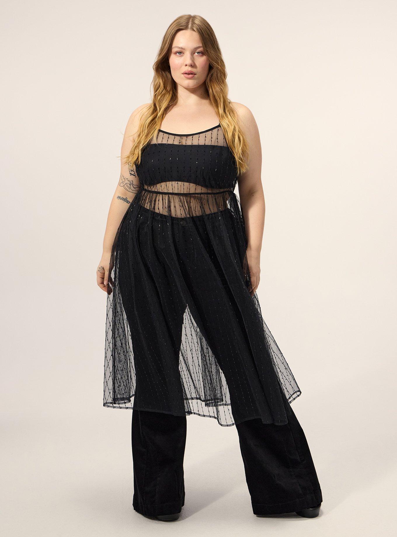 Festi Sheer Beaded Tunic Tank, DEEP BLACK, hi-res
