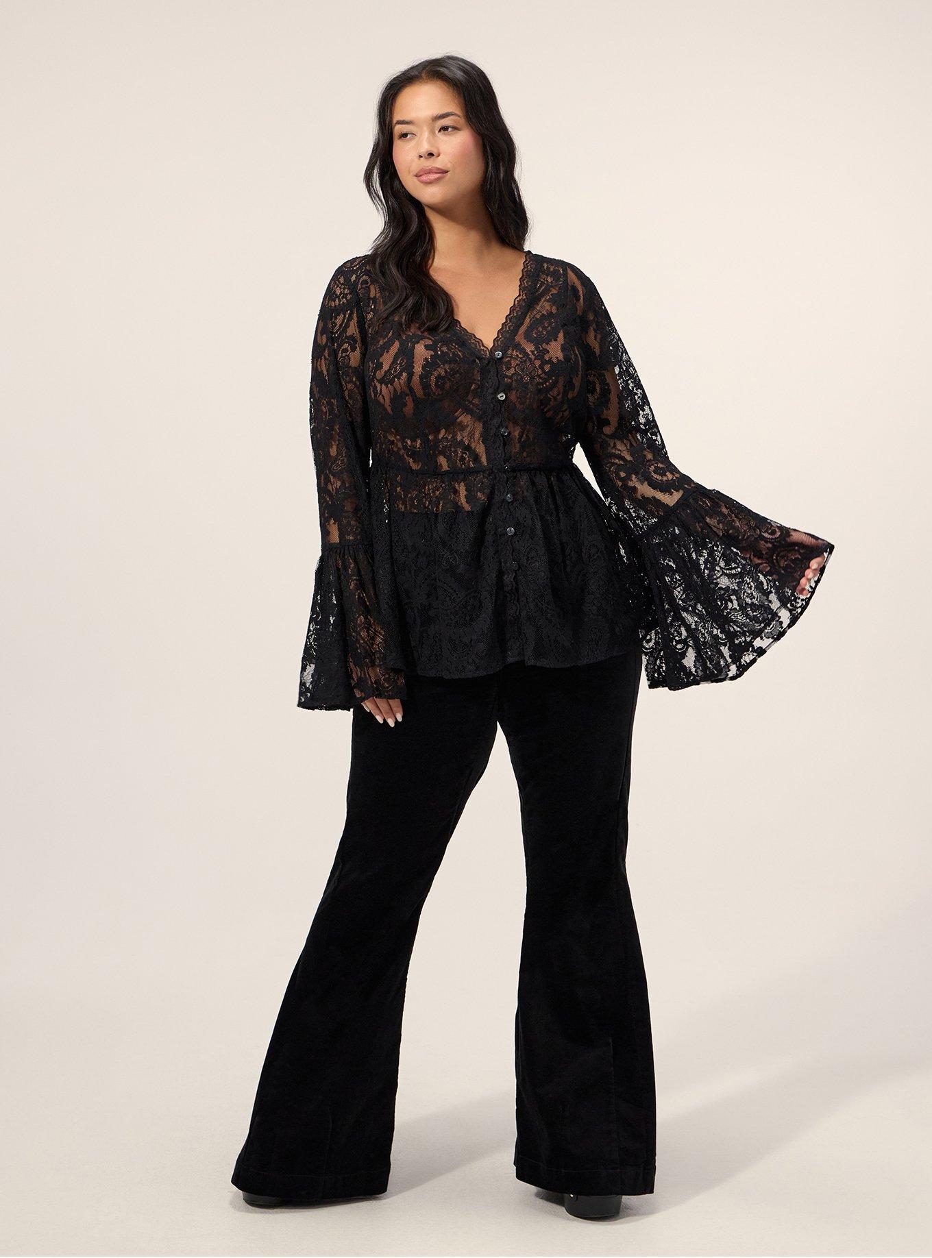 Festi Bell Sleeve Peplum Top, DEEP BLACK, alternate