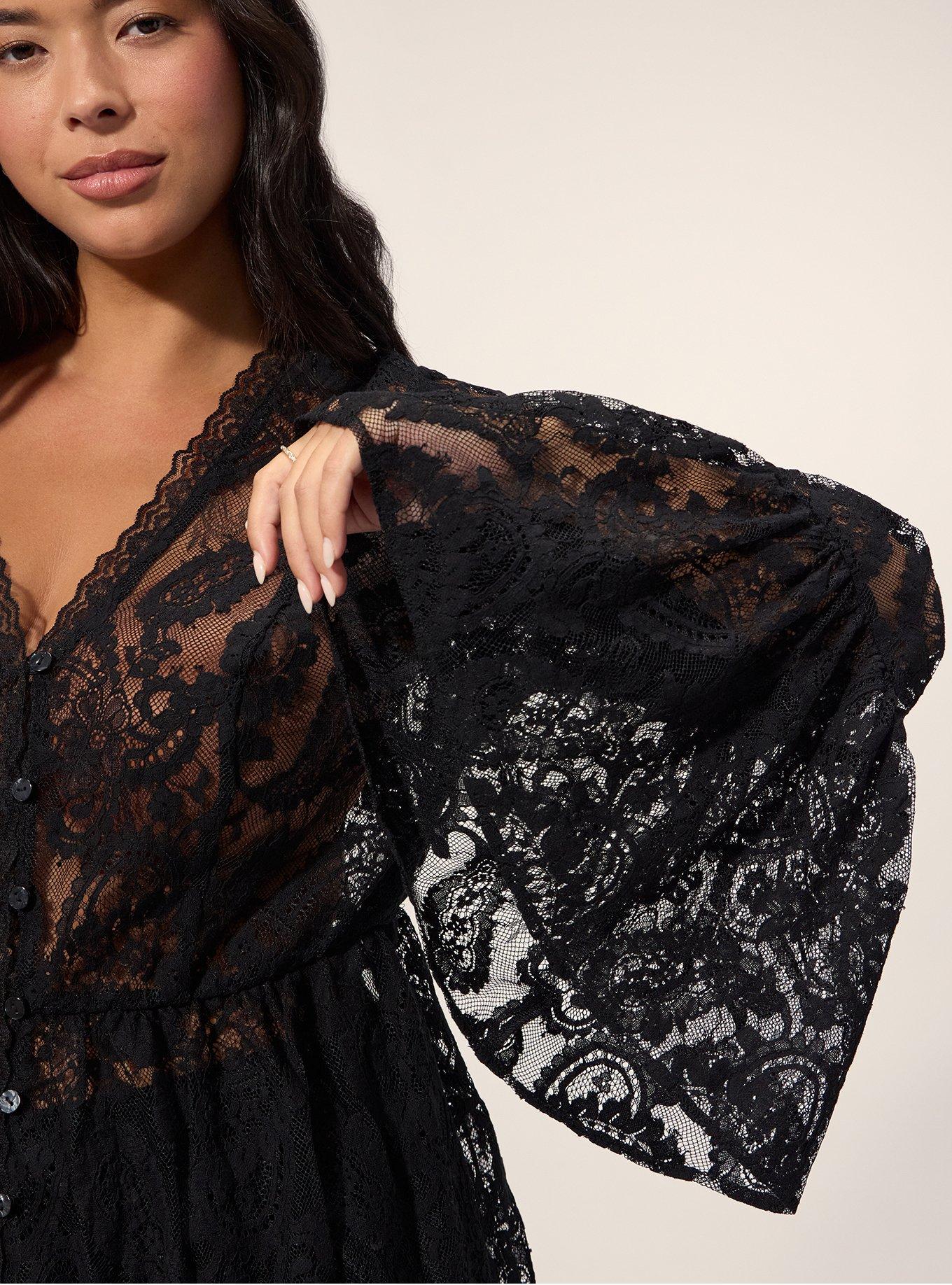 Festi Bell Sleeve Peplum Top, DEEP BLACK, alternate