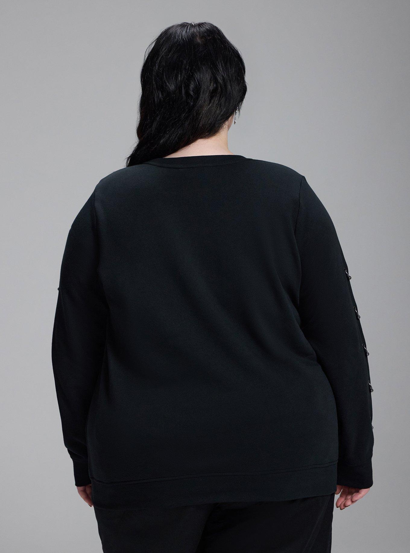 Plus Size Nightfall Pierced Pullover Tunic Top, BAT AND STAR WINDOW DEEP BLACK, alternate