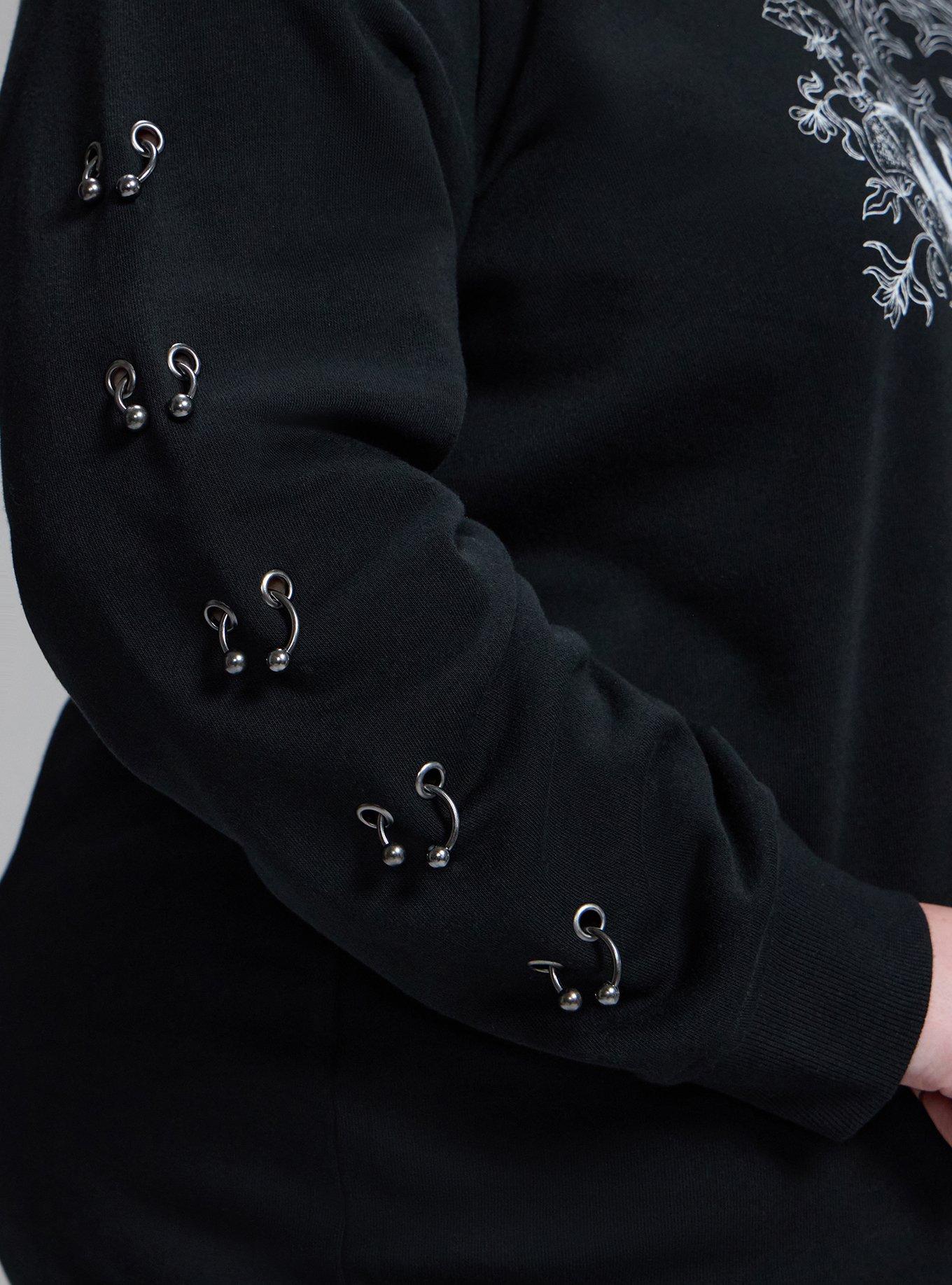 Plus Size Nightfall Pierced Pullover Tunic Top, BAT AND STAR WINDOW DEEP BLACK, alternate