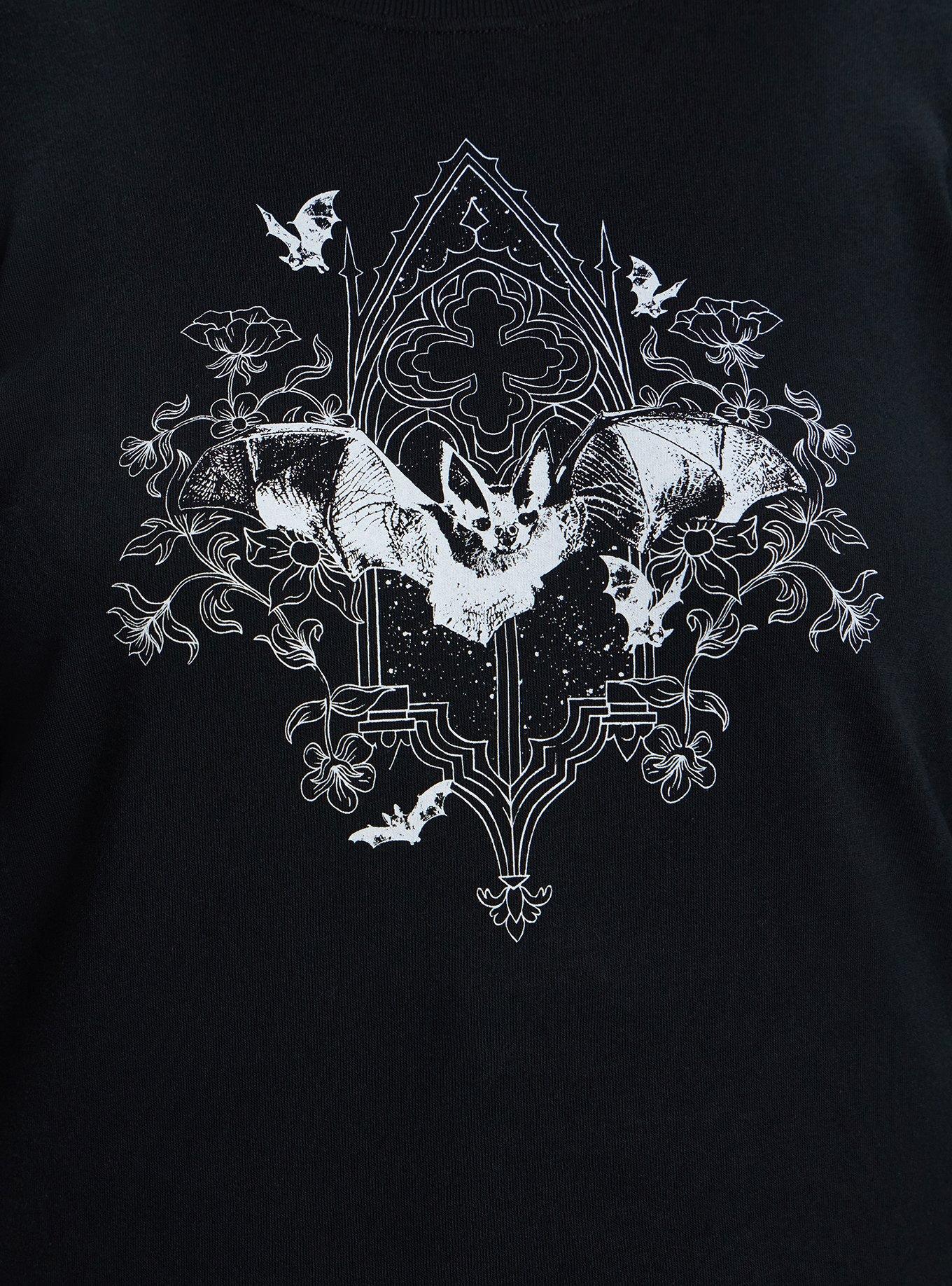Plus Size Nightfall Pierced Pullover Tunic Top, BAT AND STAR WINDOW DEEP BLACK, alternate